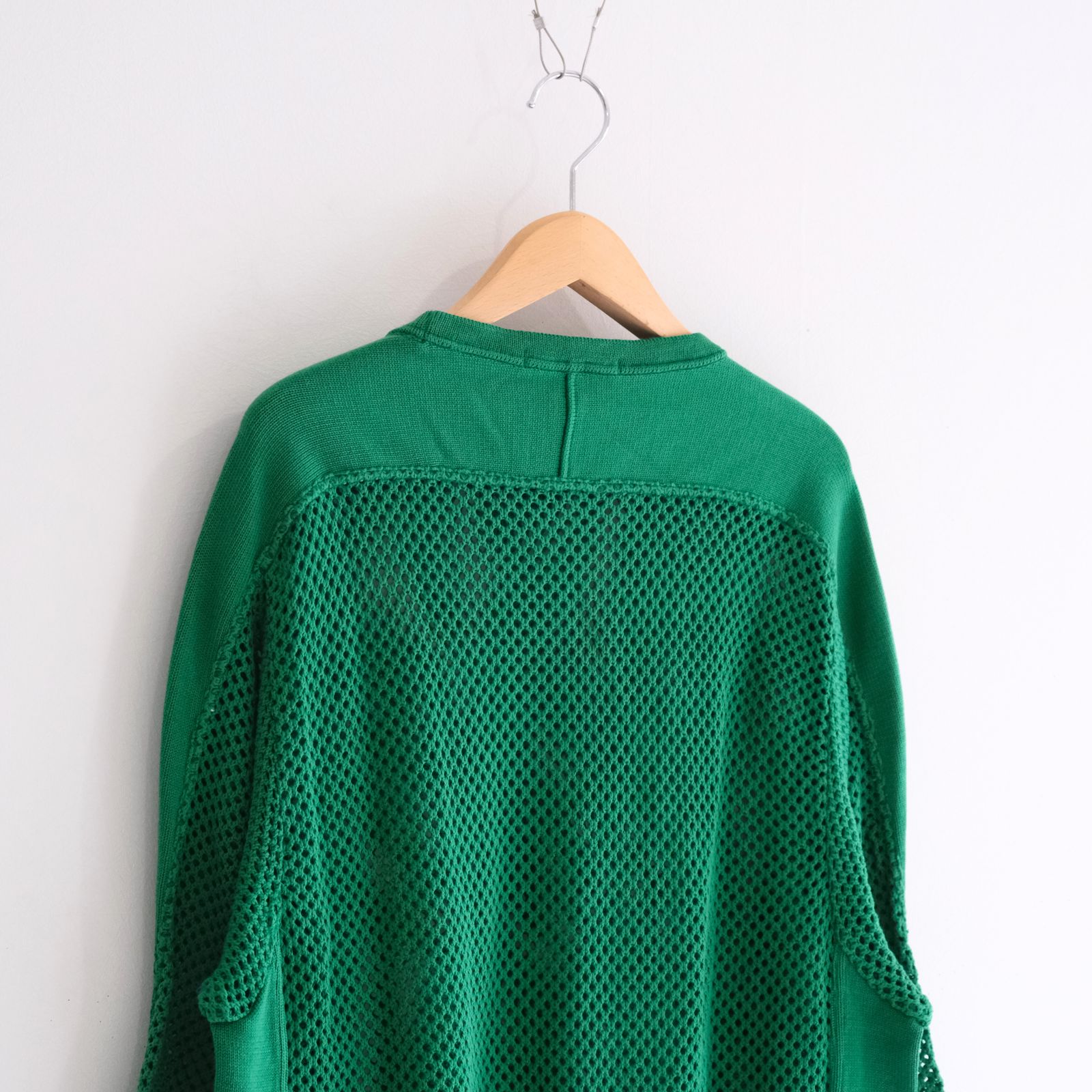PRINTED FOOTBALL KNIT TEE - Mesh crochet - / フットボール / ニット / ロンT / ロングスリーブTシャツ / Green