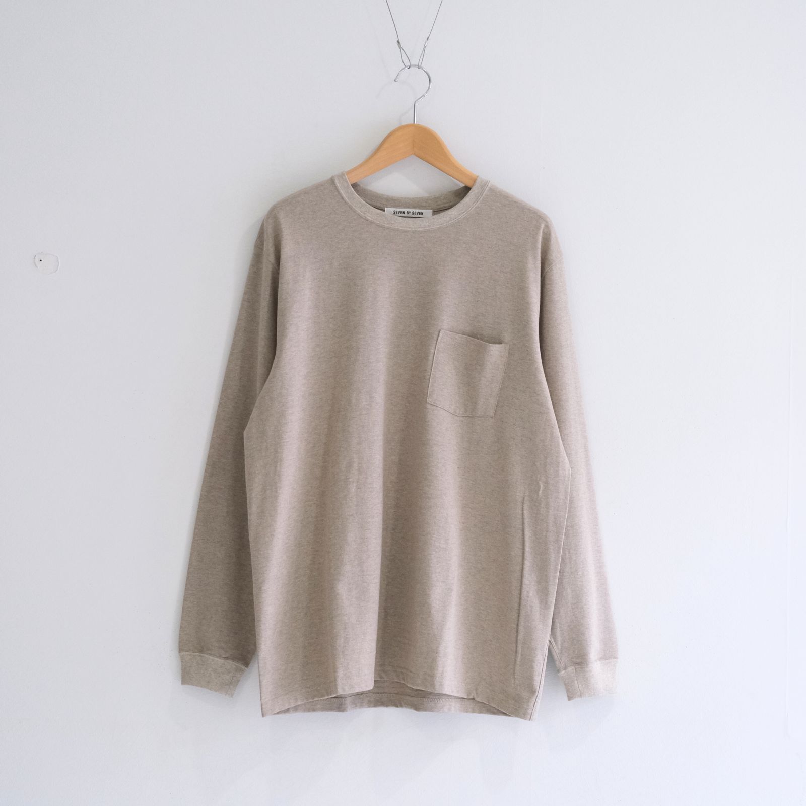 WRAP AROUND POCKET TEE L/S - Raffy plainstitch - / ロンT / ロングスリーブTシャツ / ラフィー / Beige