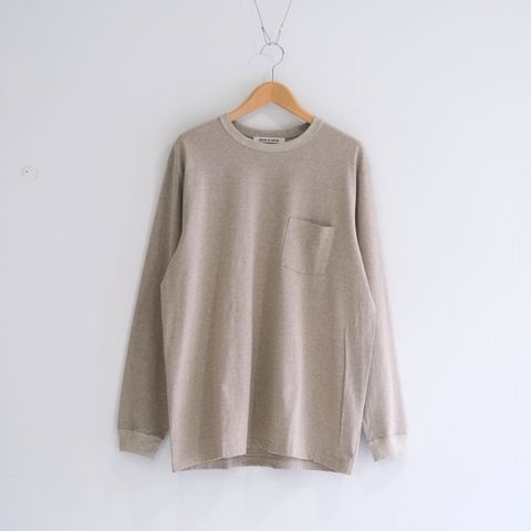 WRAP AROUND POCKET TEE L/S - Raffy plainstitch - / ロンT / ロングスリーブTシャツ / ラフィー / Beige