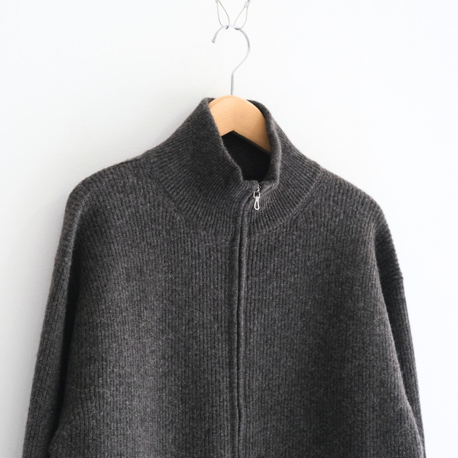 YAK / WOOL RIB DRIVERS KNIT（C.GREY）