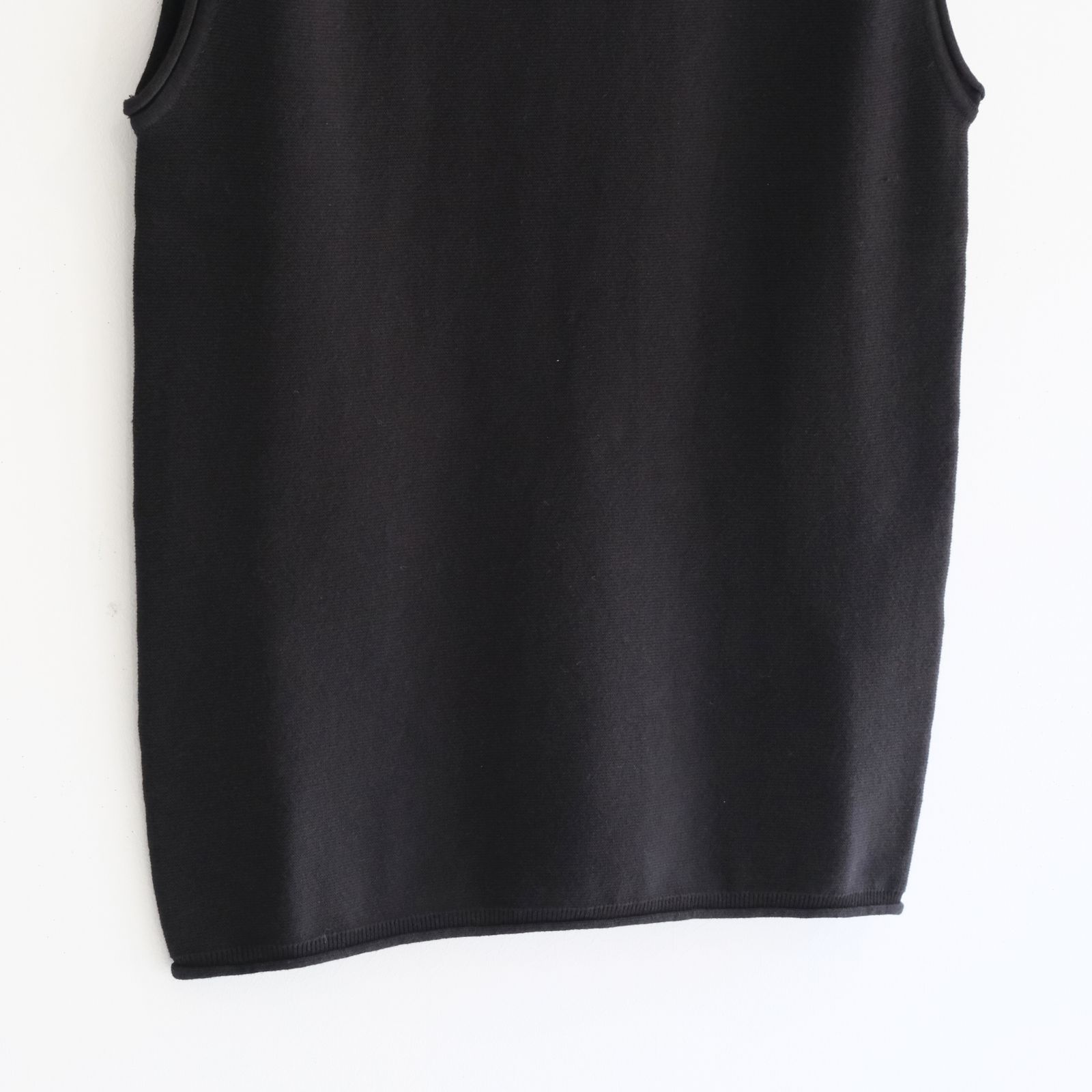 PREMIUM WIDE SHOULDER KNIT SLEEVELESS / ニット / ノースリーブ / ASPHALT BLACK