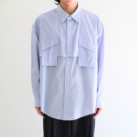 【残り1点】Layered Shirt / レイヤード シャツ（Sax Stripe）