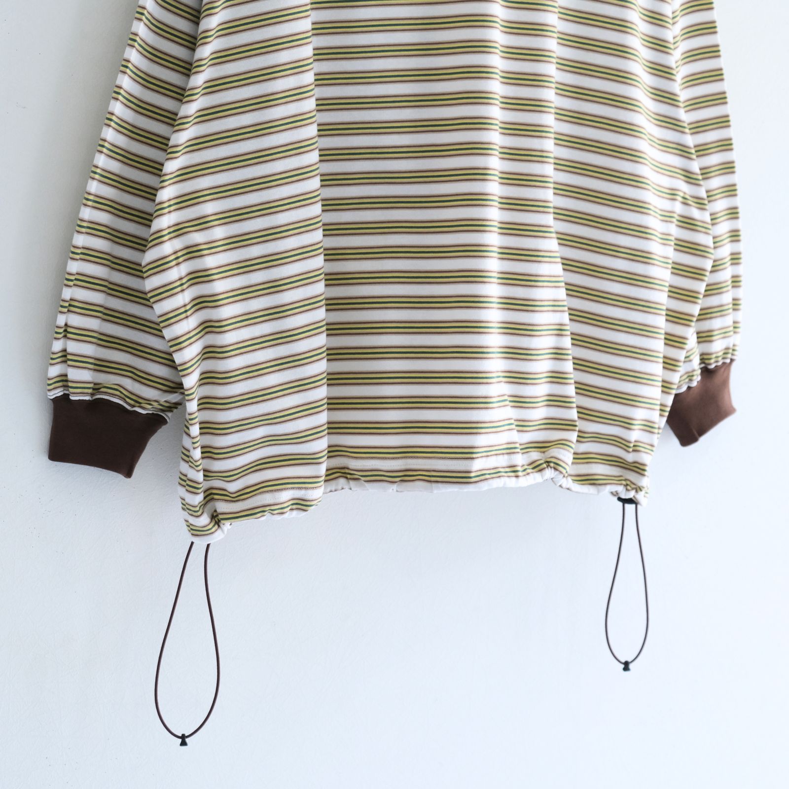 【販売開始 : 7/18 (土) 00:00~】Balloon Border Long-sleeve T-Shirt（BROWN x GREEN）