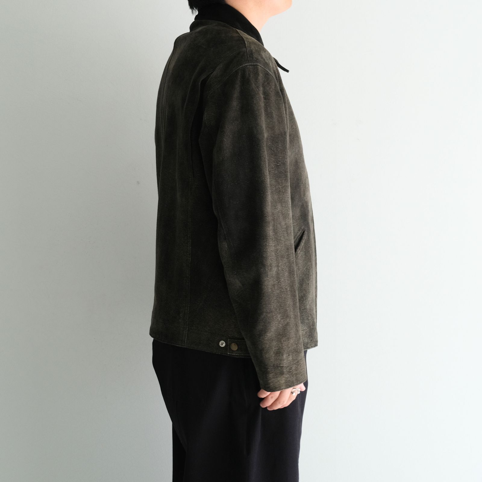 LEATHER DETROITJACKET ‐Goat suede Antique finish‐ / レザーデトロイトジャケット ‐ゴートスエード アンティークフィニッシュ‐（Black）