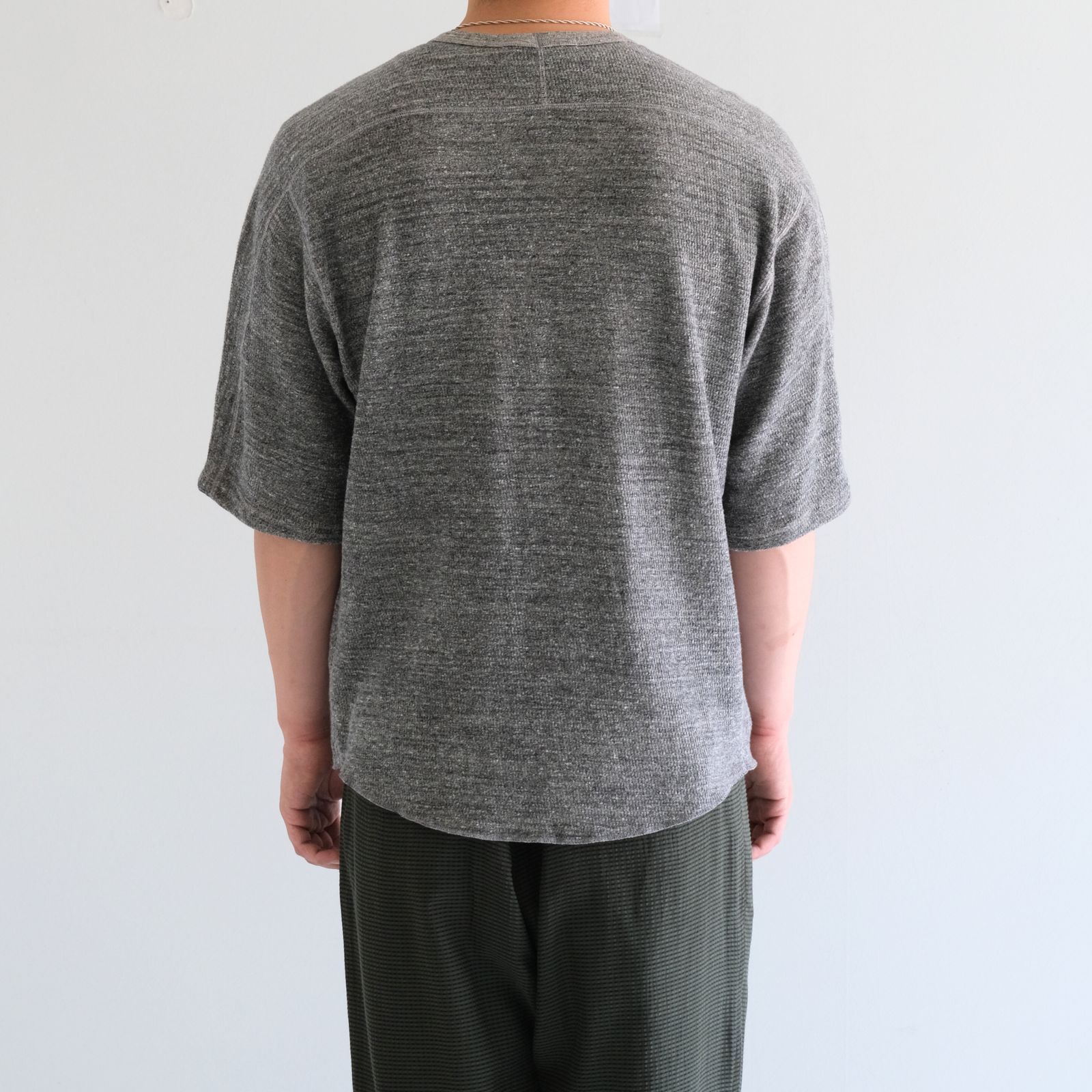 ORGANIC COTTON THERMAL TEE - Mixed ”UNSTAINED” yarn - /  Tシャツ / GRAY