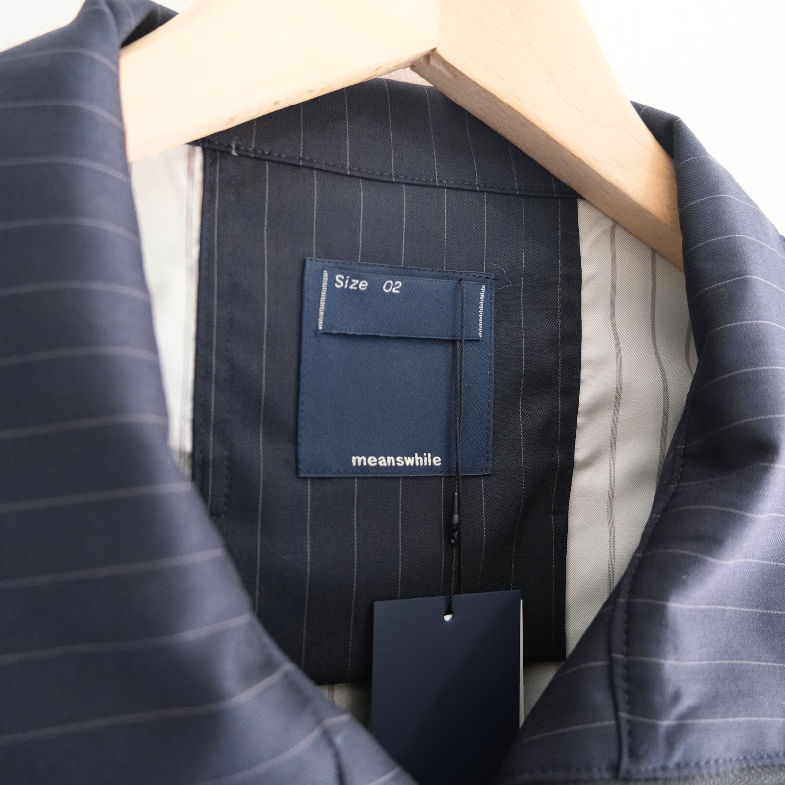 Merino Wool Stand Collar Blouson / メリノウール スタンドカラー ブルゾン（NAVY STRIPE）