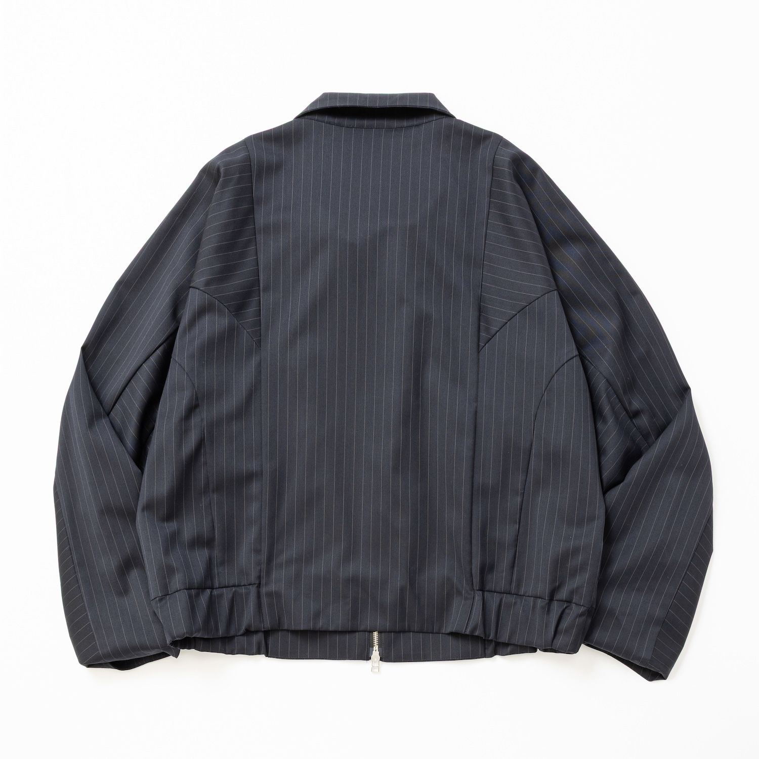 【入荷時期：2026年7月頃】Merino Wool Stand Collar Blouson / メリノウール スタンドカラー ブルゾン（NAVY STRIPE）