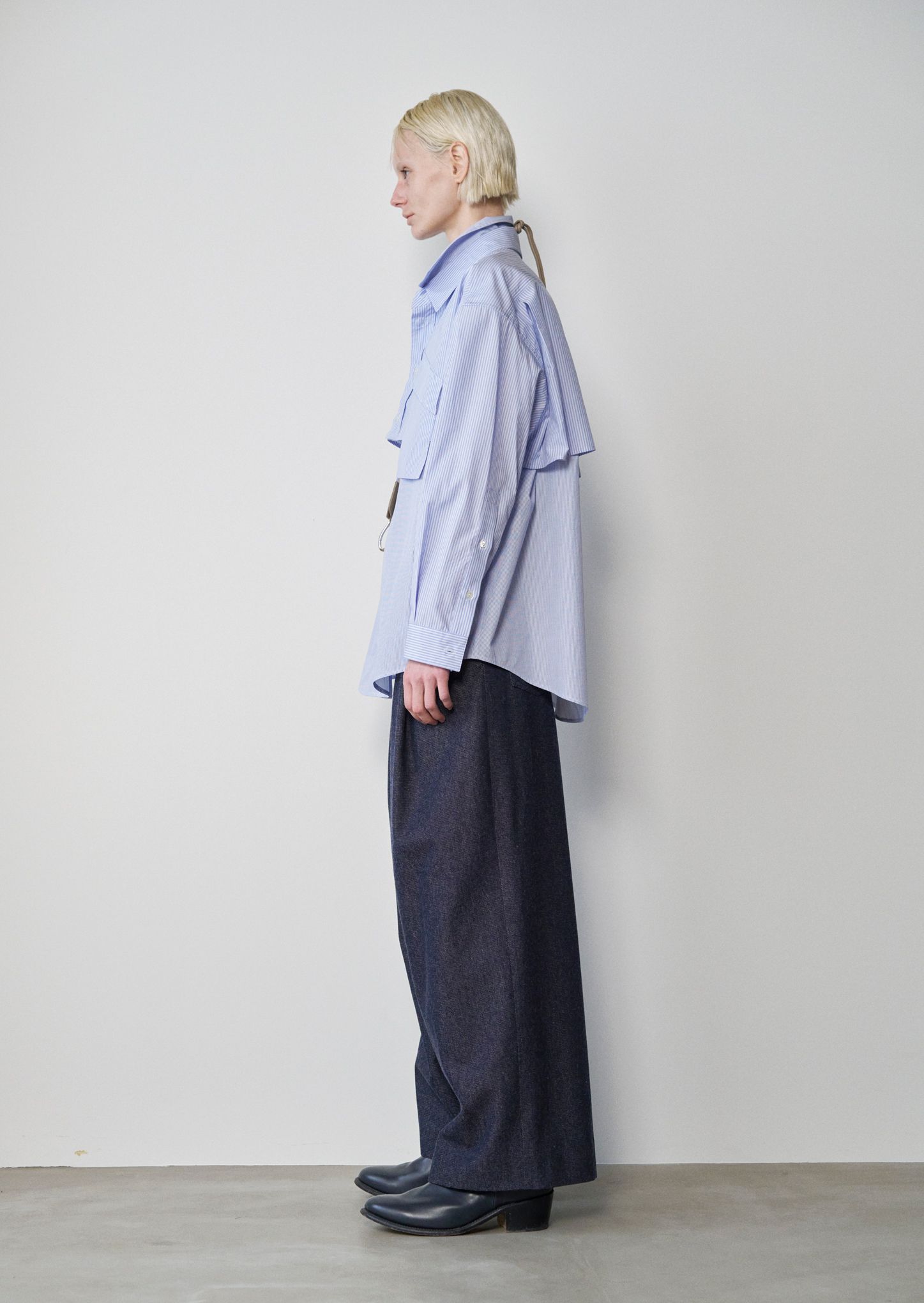 【入荷時期：2026年8-9月頃】Layered Shirt / レイヤード シャツ（Sax Stripe）