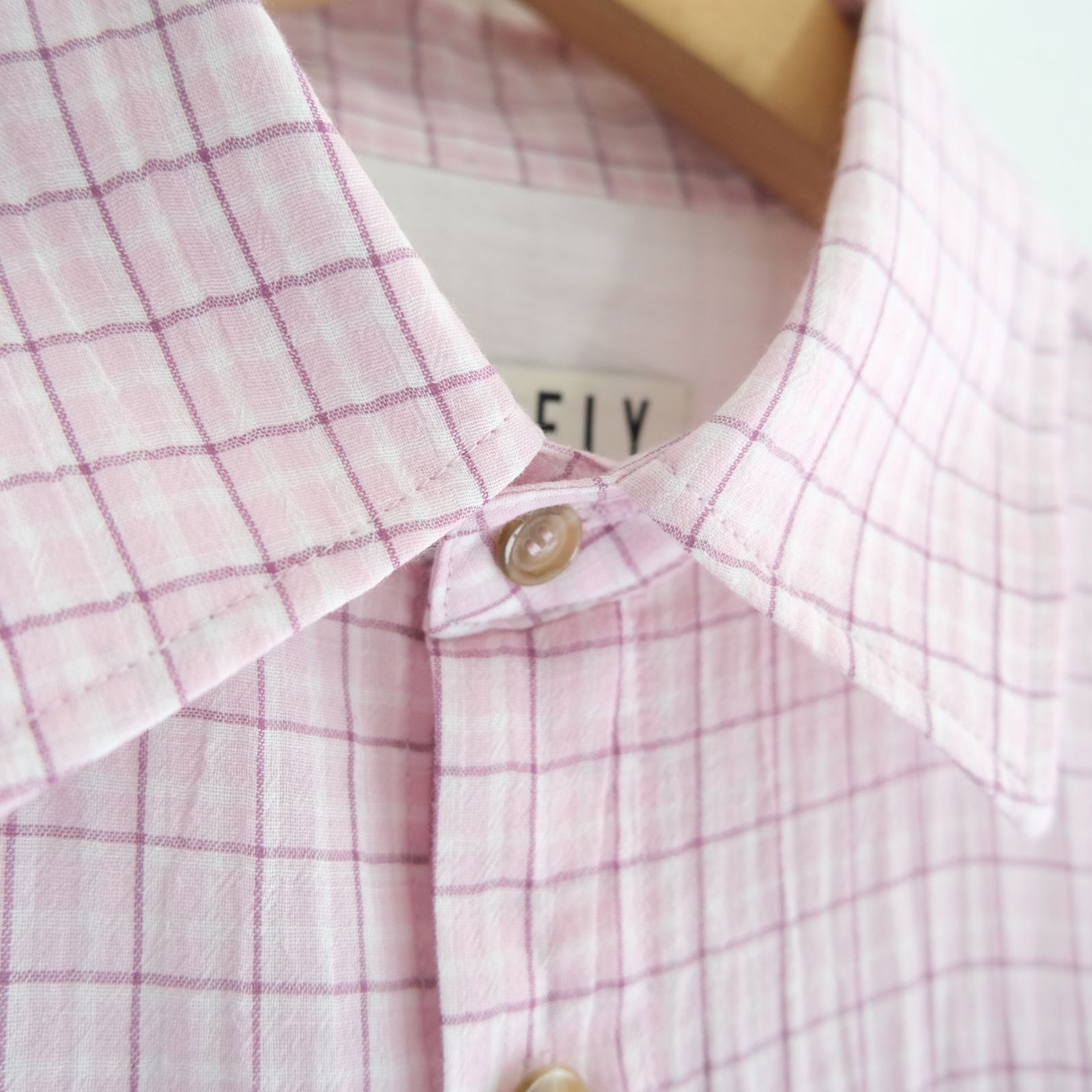 PREMIUM RONACHECK WRINKLE OVER SIZED SHIRTS / シャツ / LEMONADE PINK