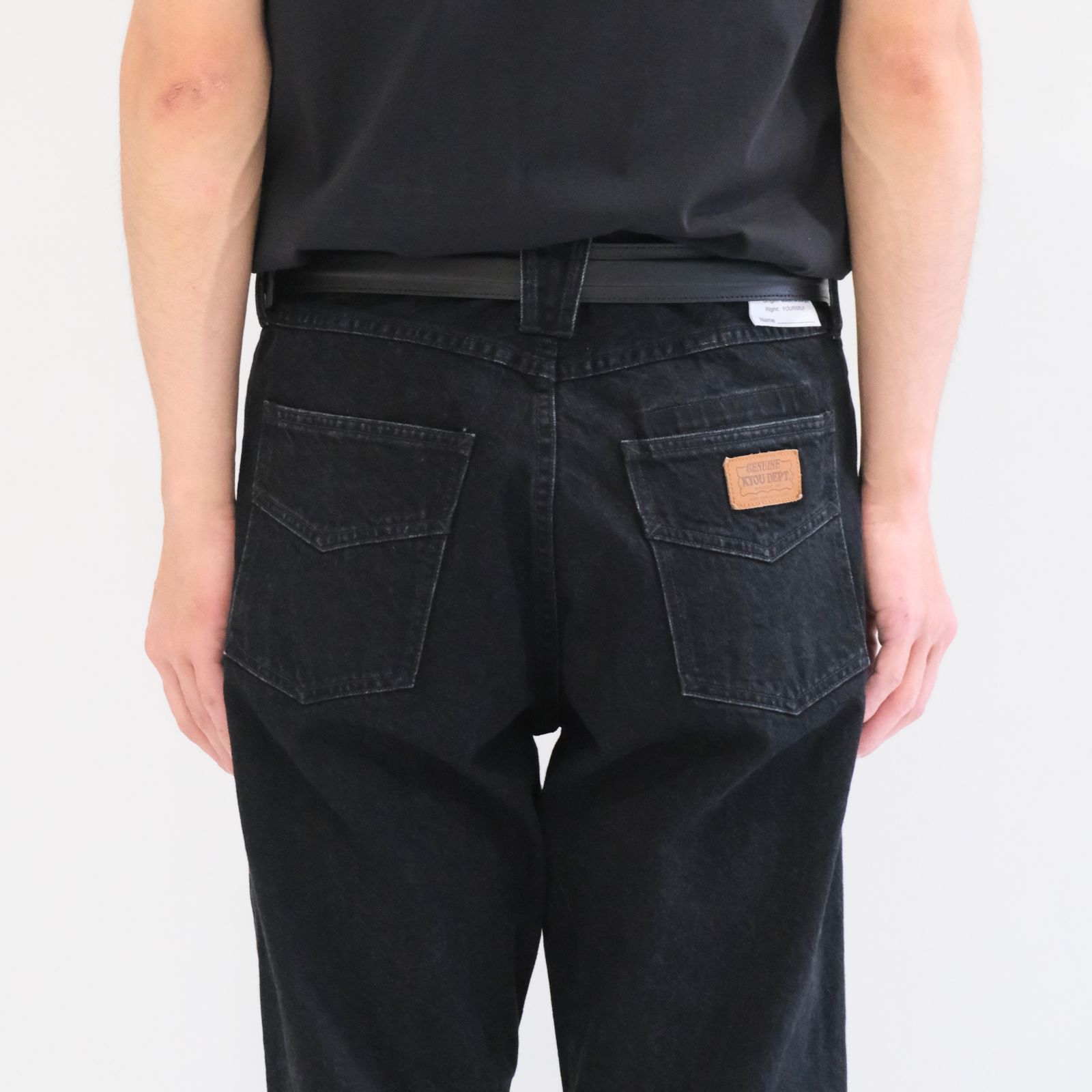 【残り1点】"JUDE II" LEATHER New Standard Straight by 12oz Denim（BLACK）