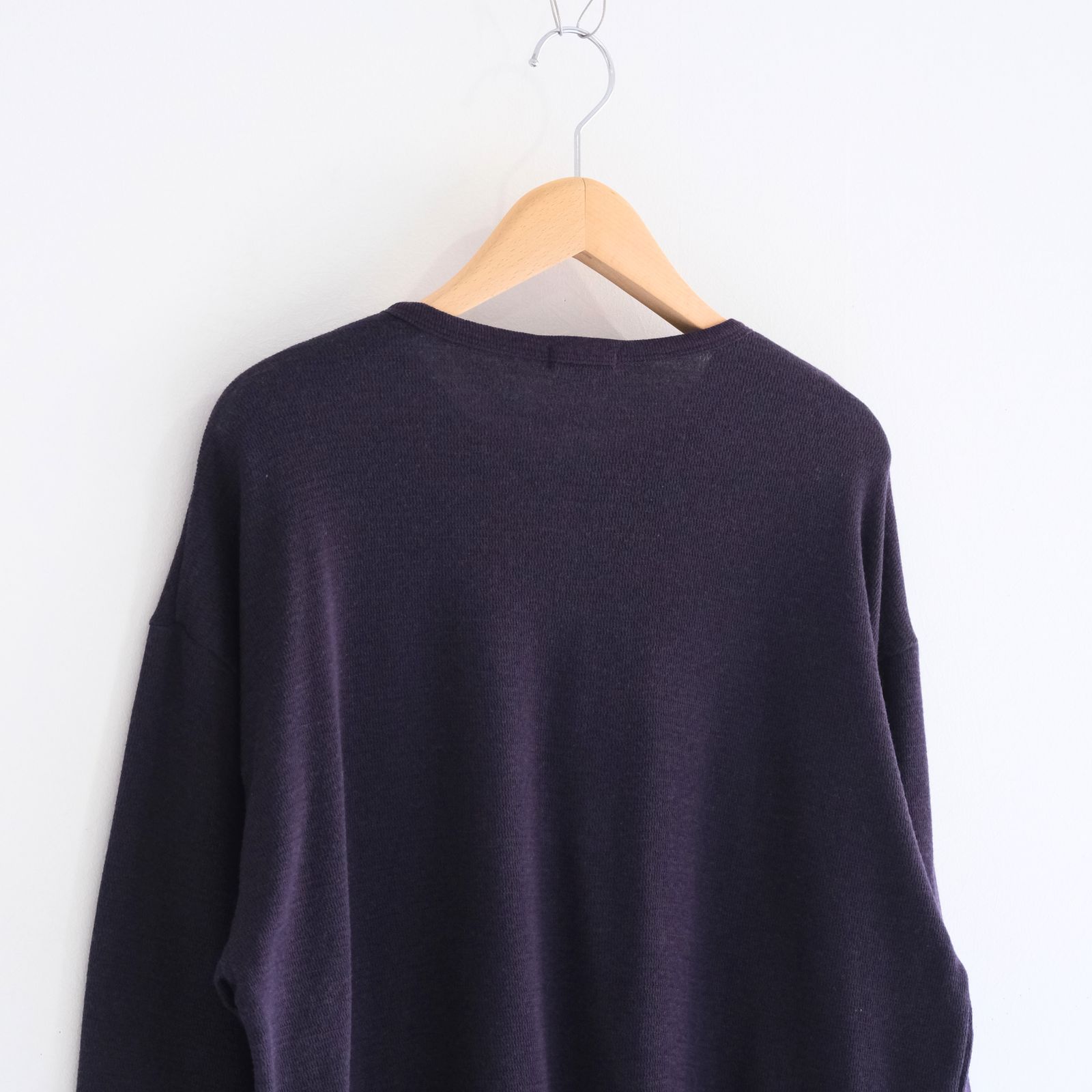 W/C HONEYCOMB HENLEY-NECK TOP（DARK PURPLE）