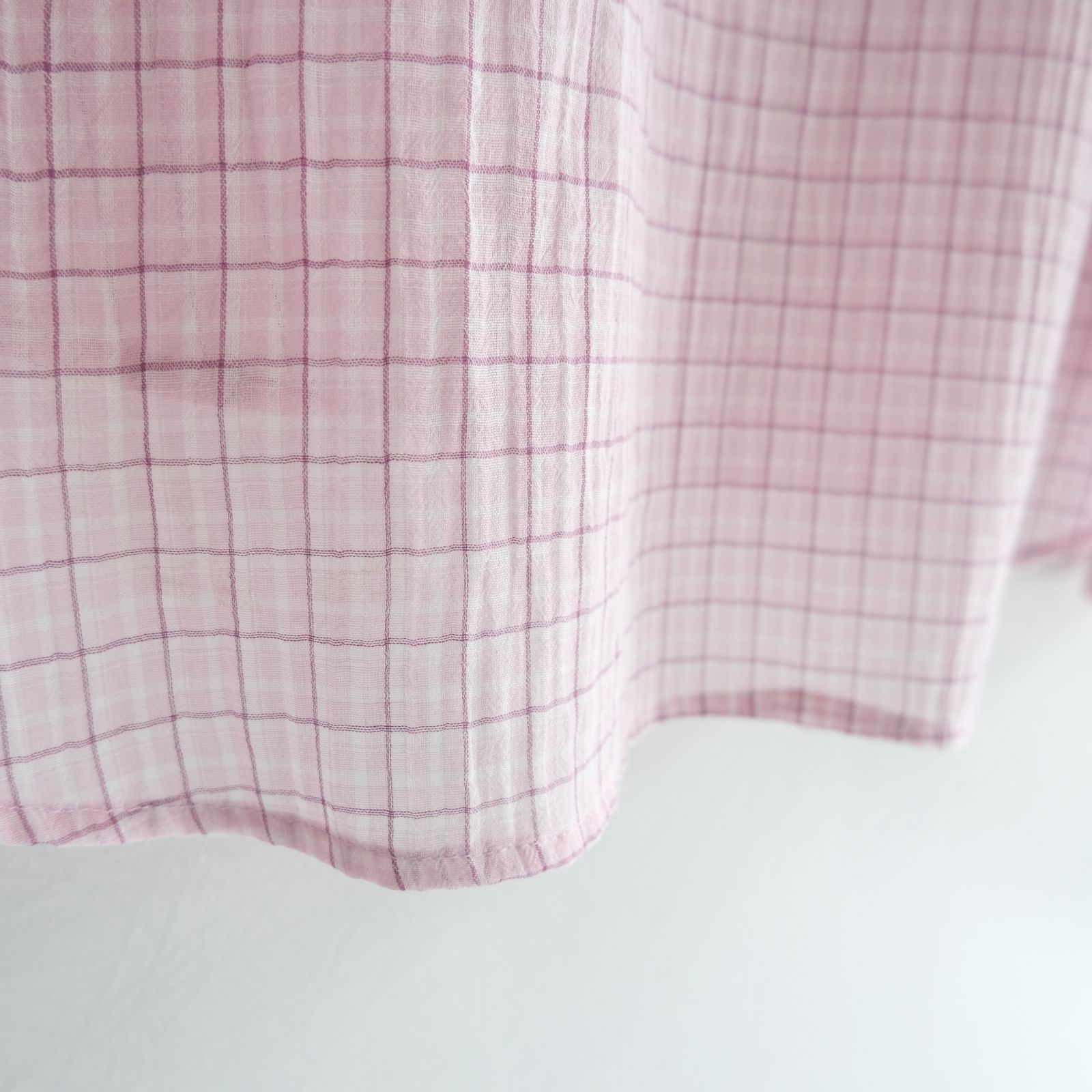 PREMIUM RONACHECK WRINKLE OVER SIZED SHIRTS / シャツ / LEMONADE PINK