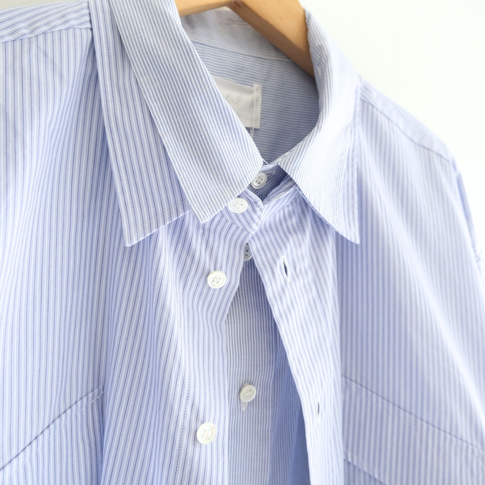 【残り1点】Layered Shirt / レイヤード シャツ（Sax Stripe）