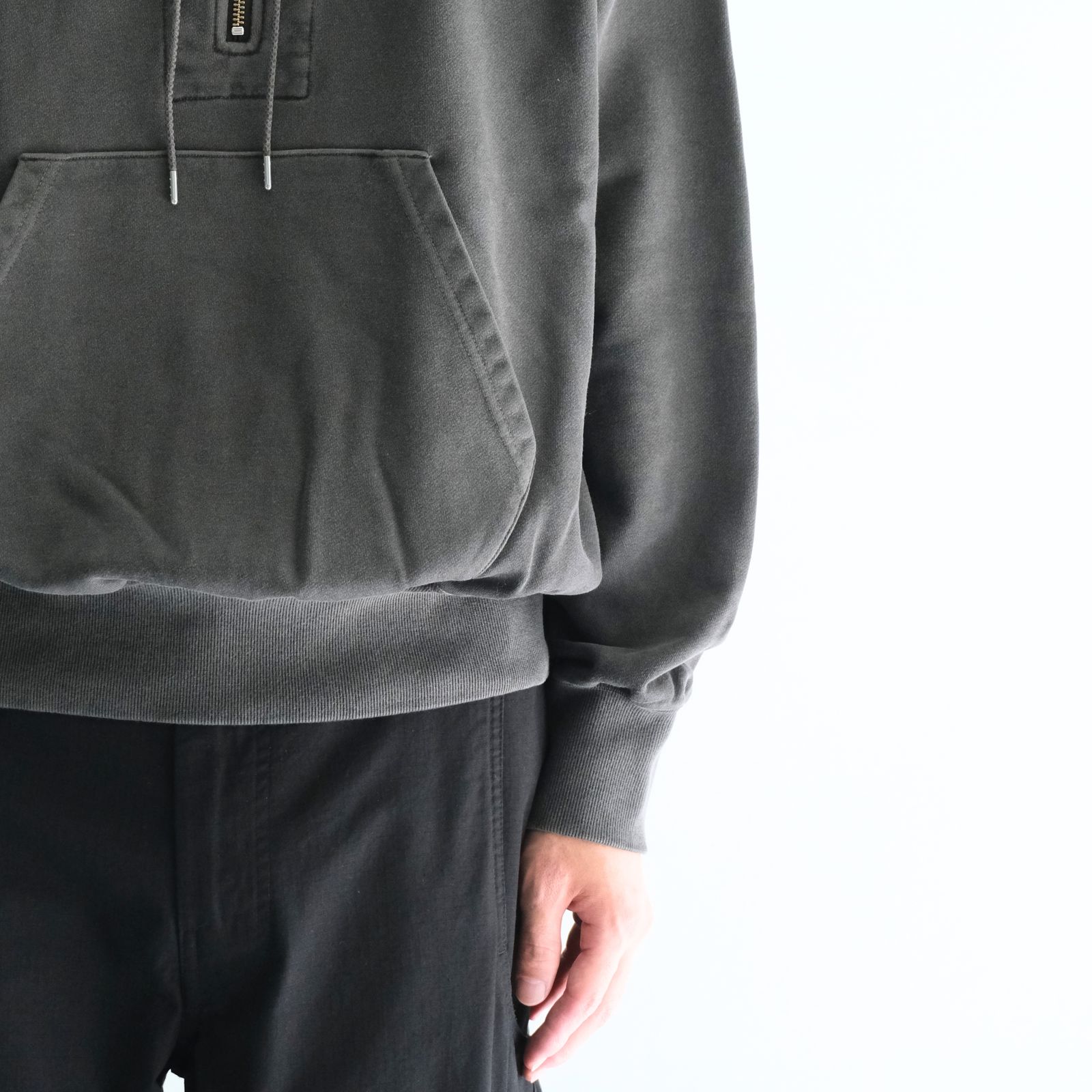 Processed Half-Zip Sweat Hoodie（Gray）