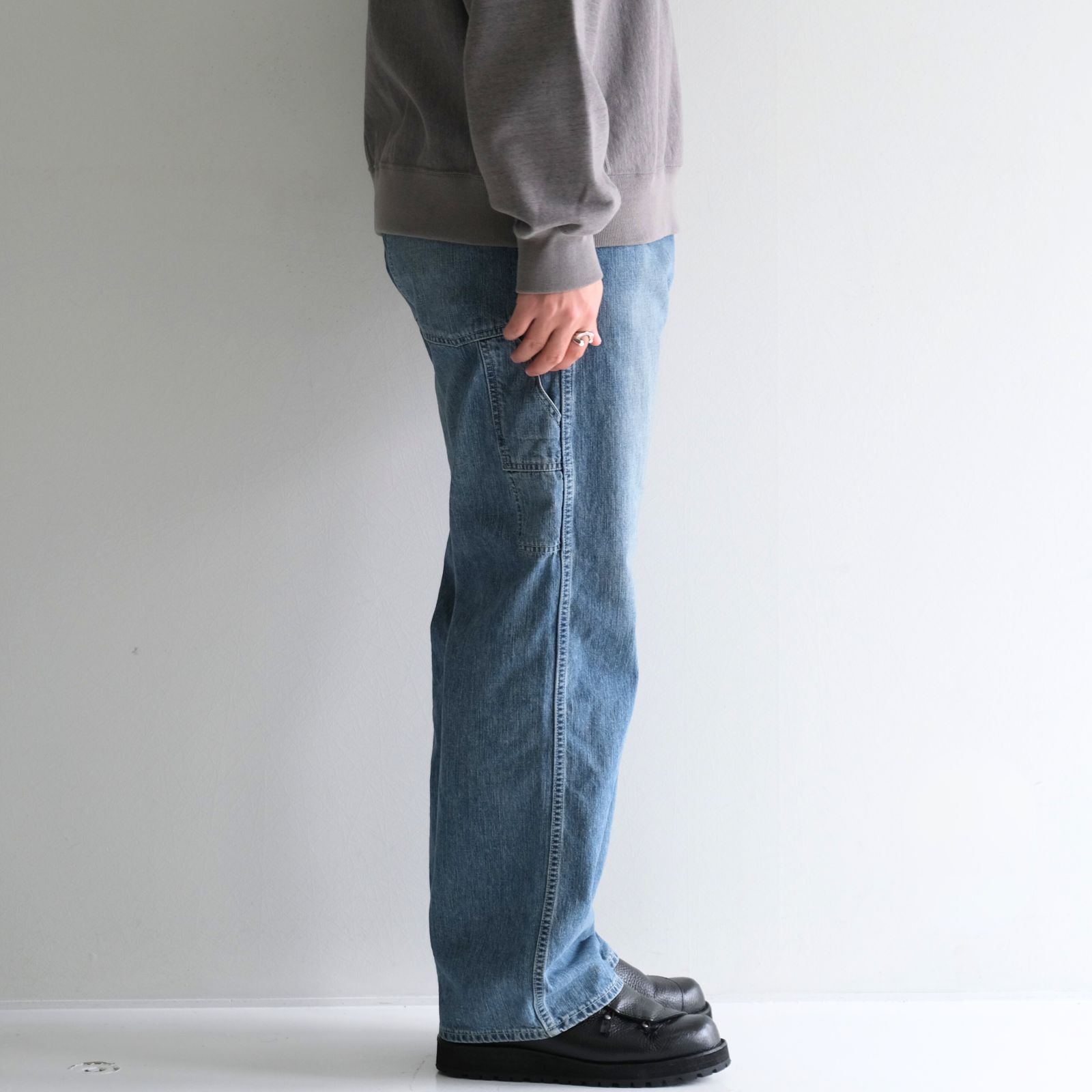 VINTAGE FADED LIGHT DENIM PAINTER PANTS / ヴィンテージフェードライトデニムペインターパンツ（FADED BLUE）