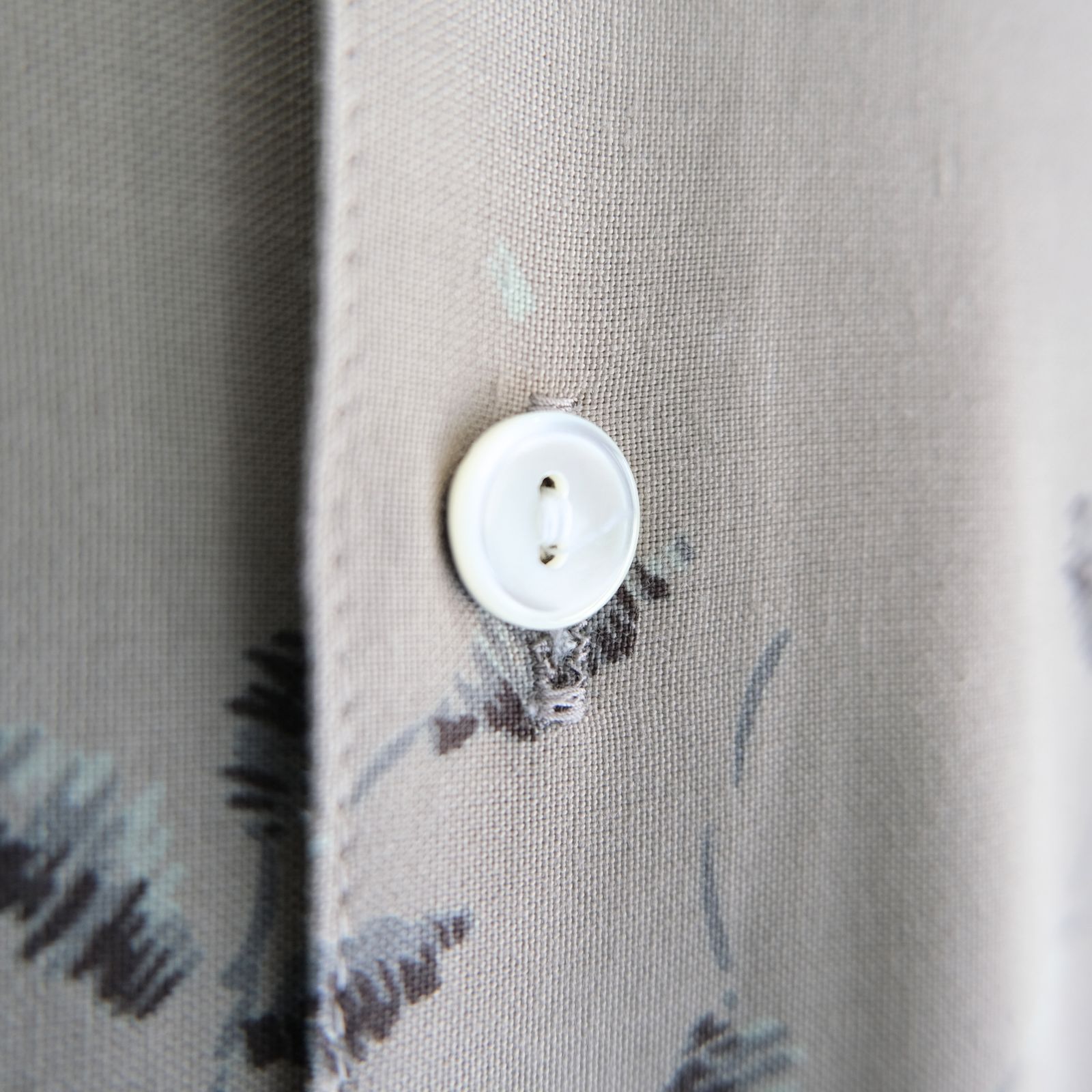OPEN COLLAR SHIRTS  - Botanical print -（Gray Khaki）