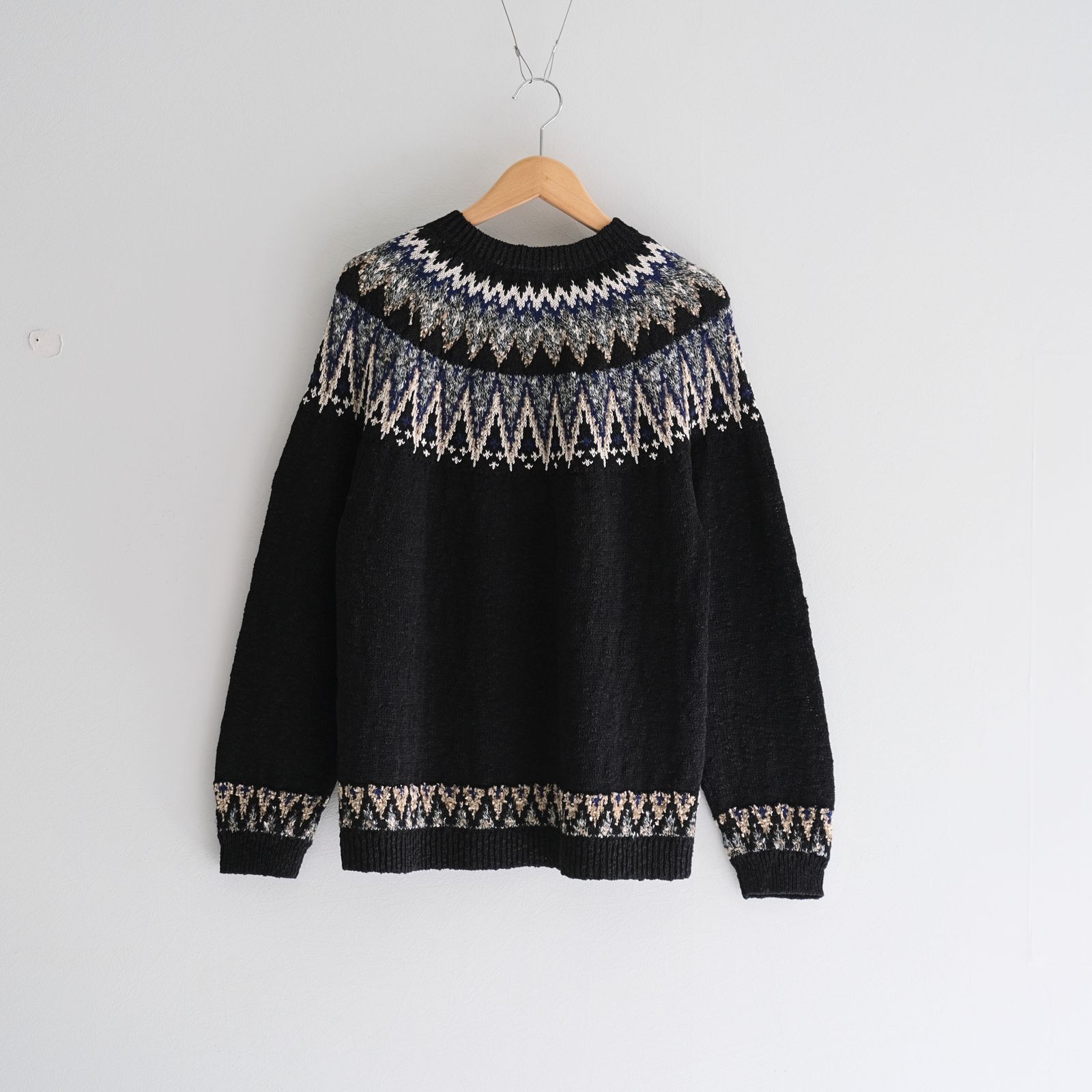 SUMMER NORDIC KNIT P/O / ニット / 擬麻コットン / BLACK