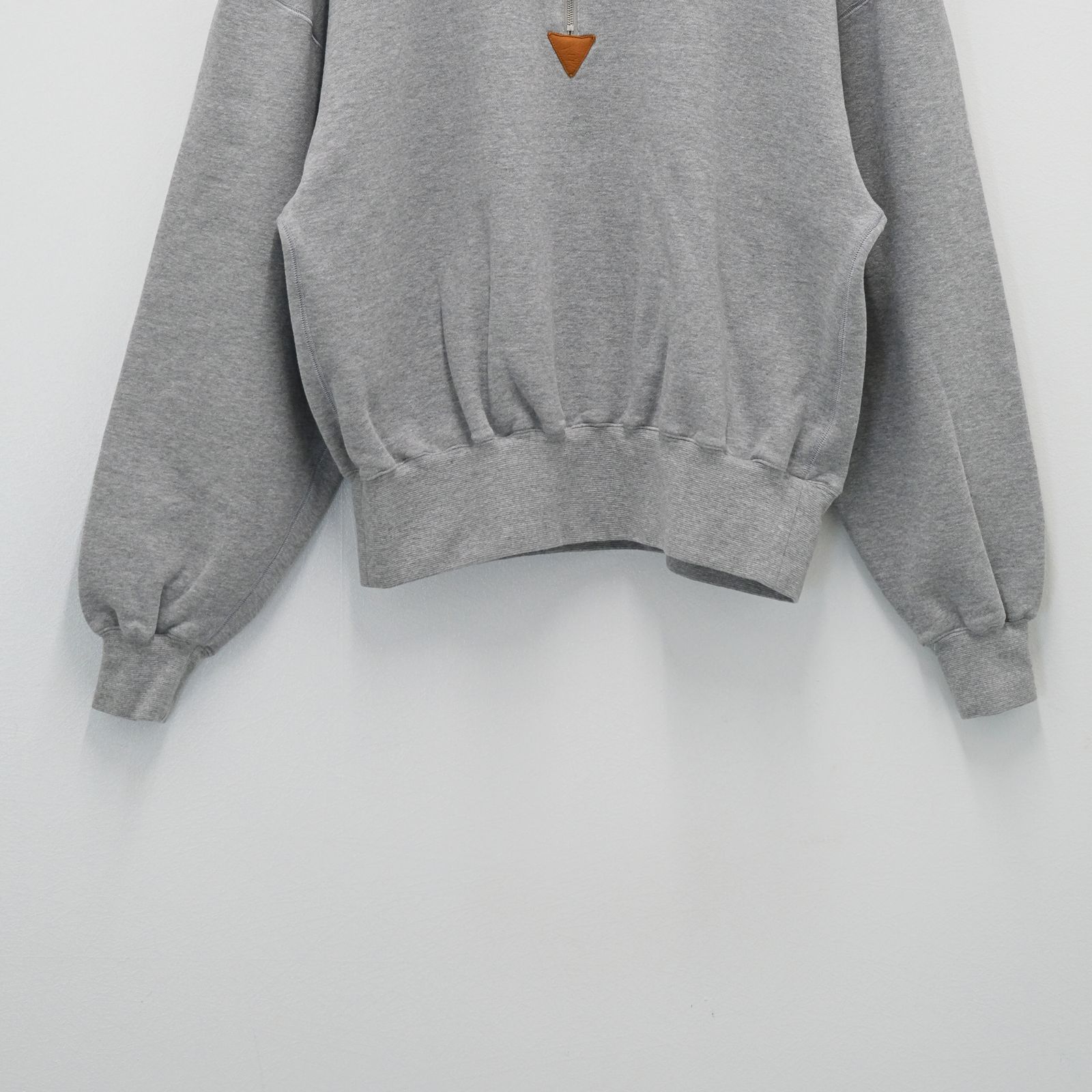 "BROTHERS" Leather × Original Supima Aging Cotton Sweat / ハーフジップ / スウェット / レザー / グレー