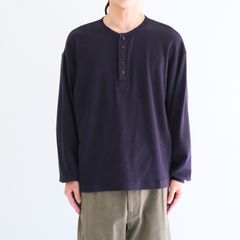 W/C HONEYCOMB HENLEY-NECK TOP（DARK PURPLE）