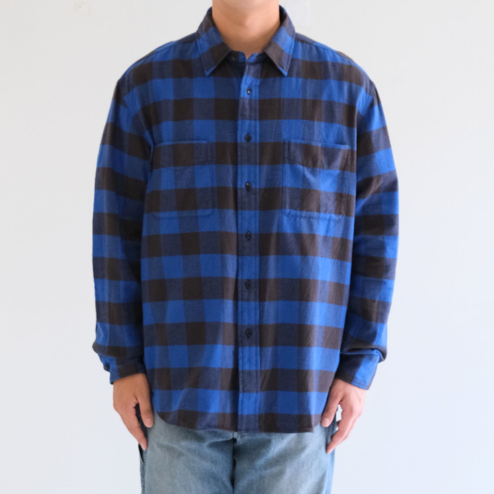BUFFALO CHECK WORK SHIRTS ‐Cotton slub mix‐ / シャツ / バッファローチェック / Blue