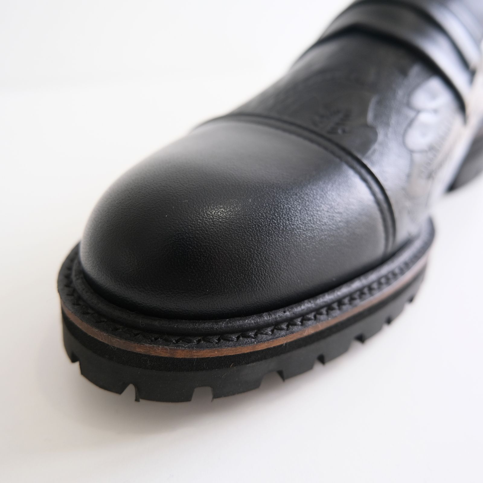 ”GRANDPA"  Modyfied Flower Emboss Combi-Straight Tip by HARUTA / 革靴 / ストレートチップ / BLACK