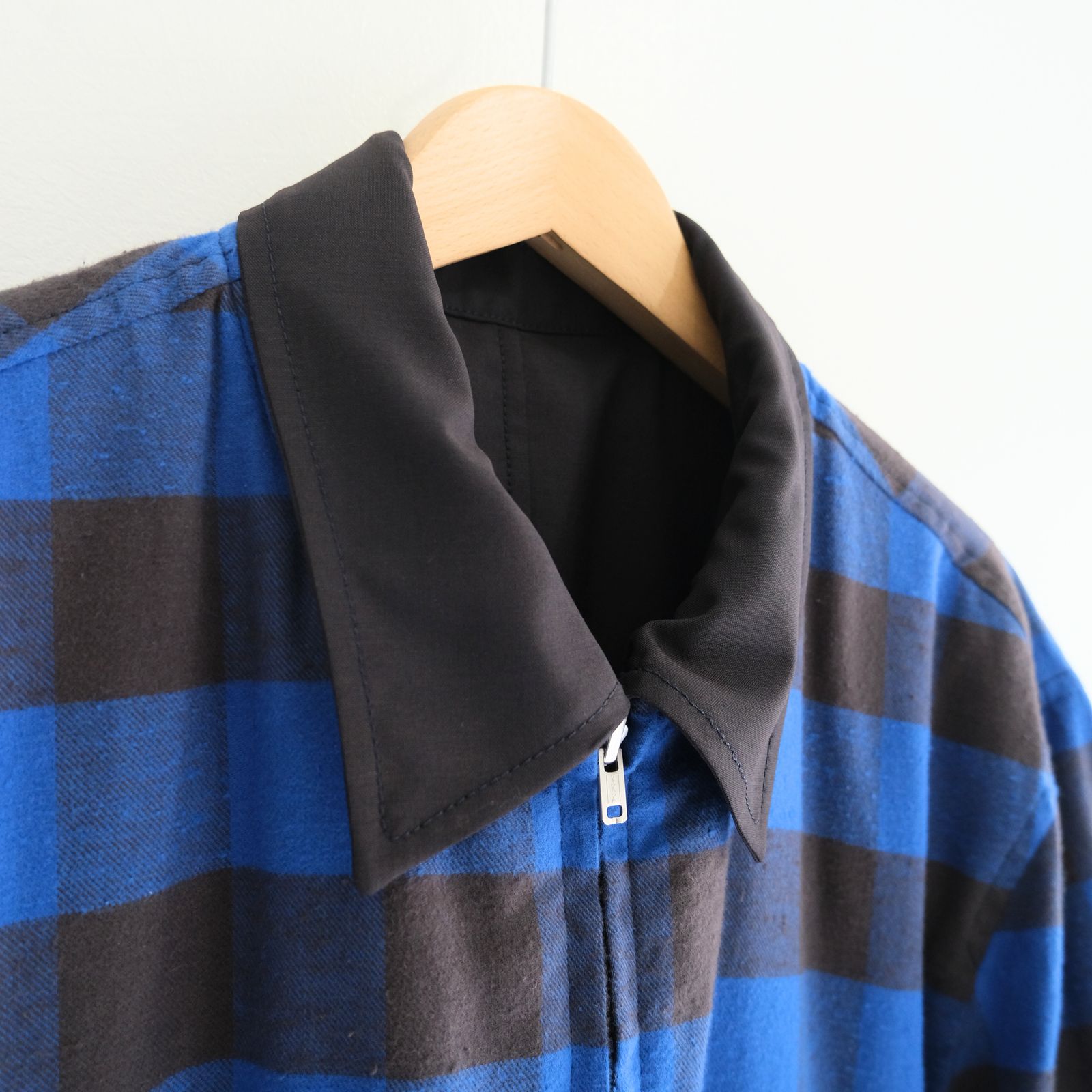 REVERSIBLE BLOUSON ‐Wool /Cotton slub Buffalo check‐ / ジャケット / ブルゾン / リバーシブル / プリマロフト / Navy・Blue