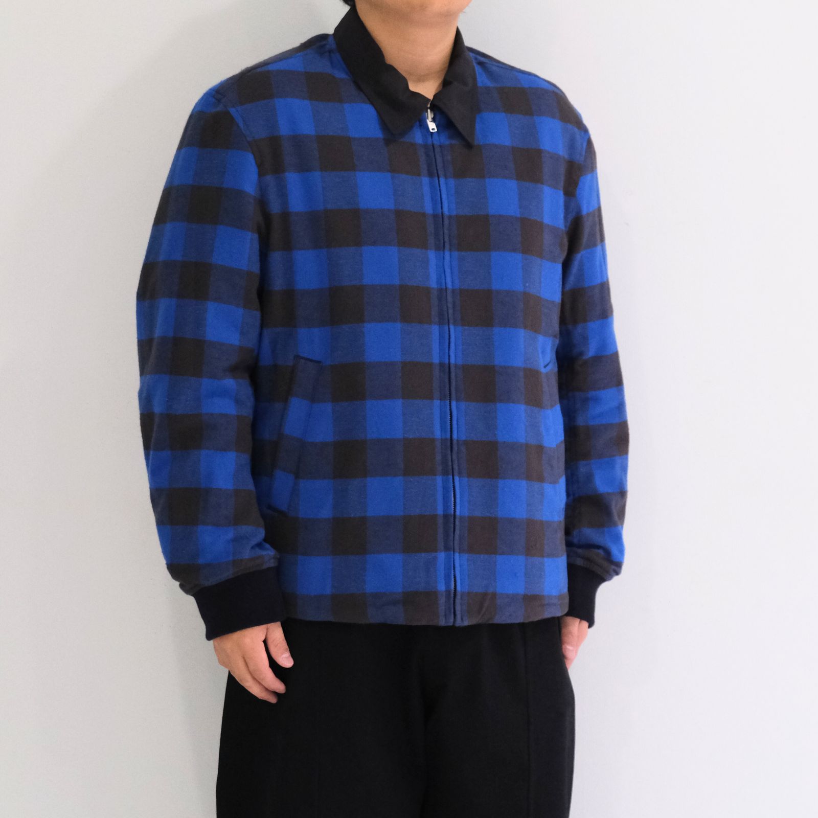 REVERSIBLE BLOUSON ‐Wool /Cotton slub Buffalo check‐ / ジャケット / ブルゾン / リバーシブル / プリマロフト / Navy・Blue
