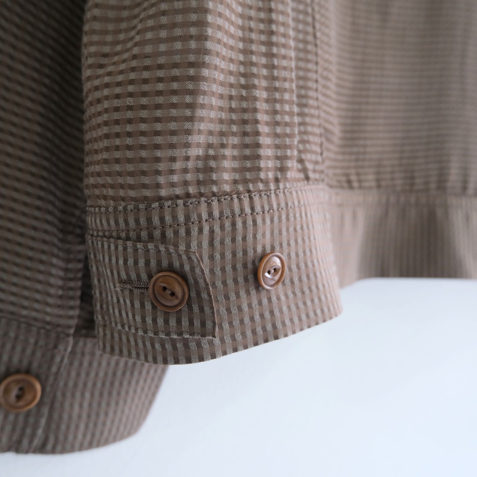 Lee / SEVEN BY SEVEN / SHEER COWBOY JACKET ‐Gingham Check Indian fabric‐ （Greige）