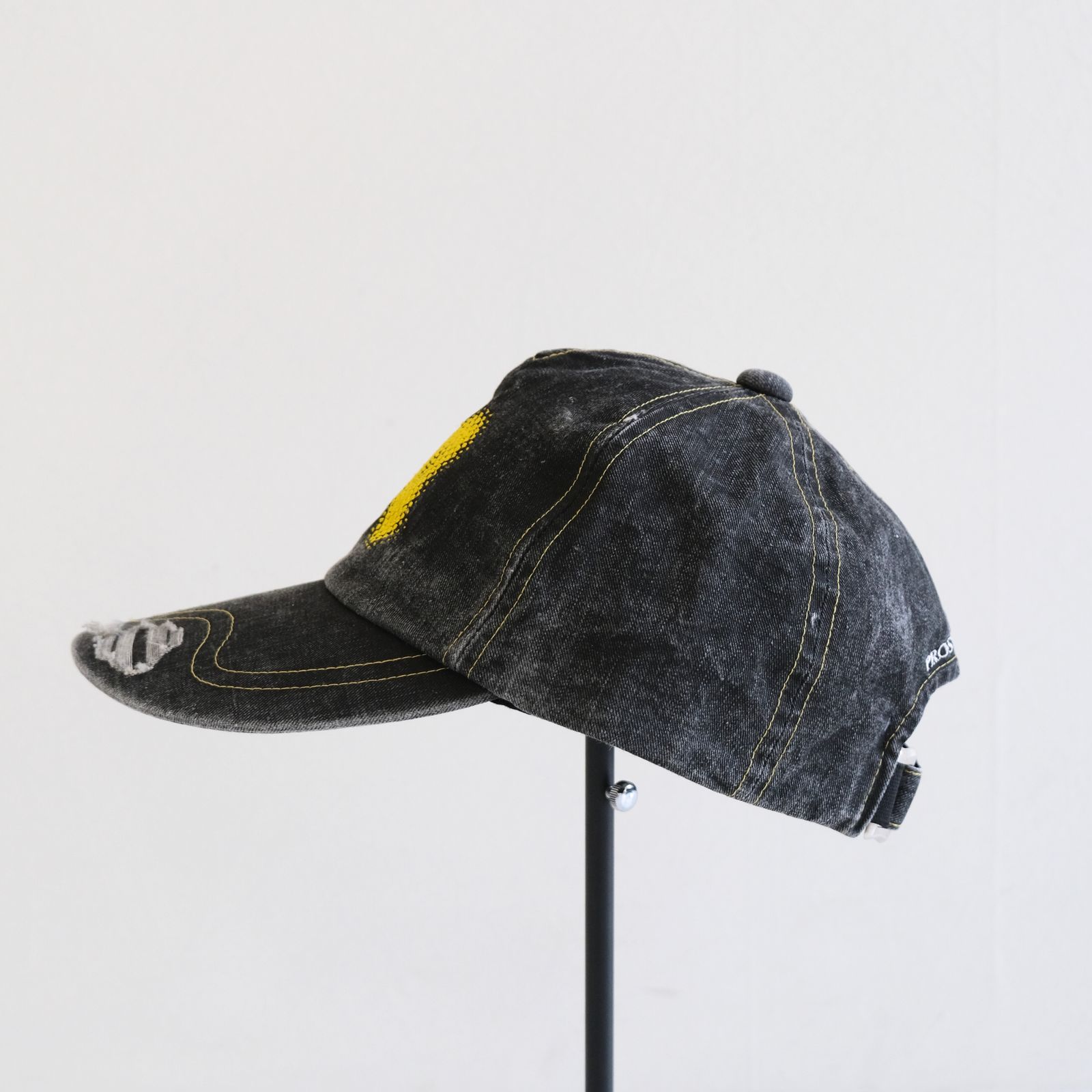 Logo Cap / デニム / キャップ / ダメージ加工 / Black