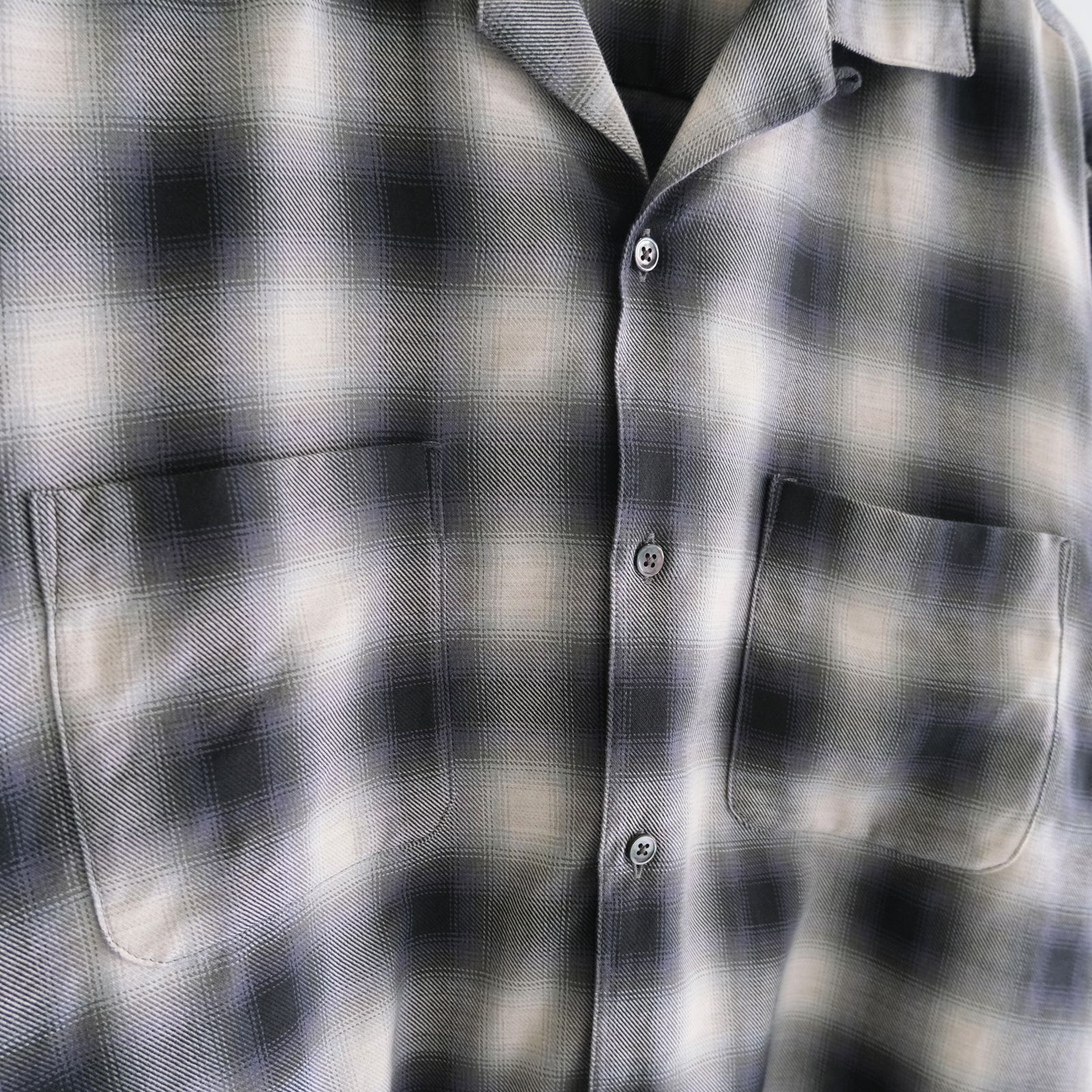 OMBRE CHECK OPEN COLLAR SHIRTS ‐Cotton Yak‐ / シャツ / チェックシャツ / オンブレチェック / Check