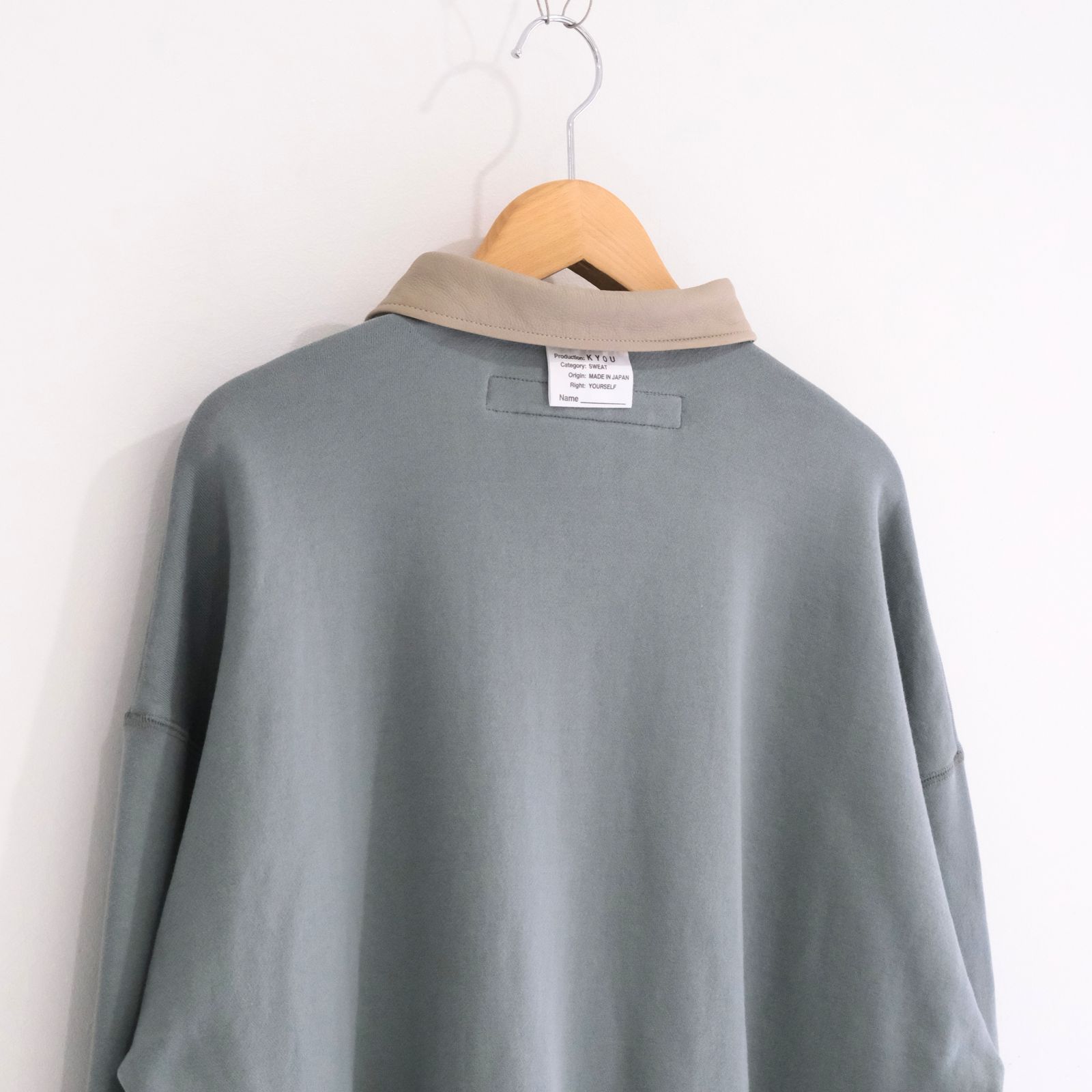 "BROTHERS" Leather x Original Supima Aging Cotton Sweat（DUSTY GREEN）