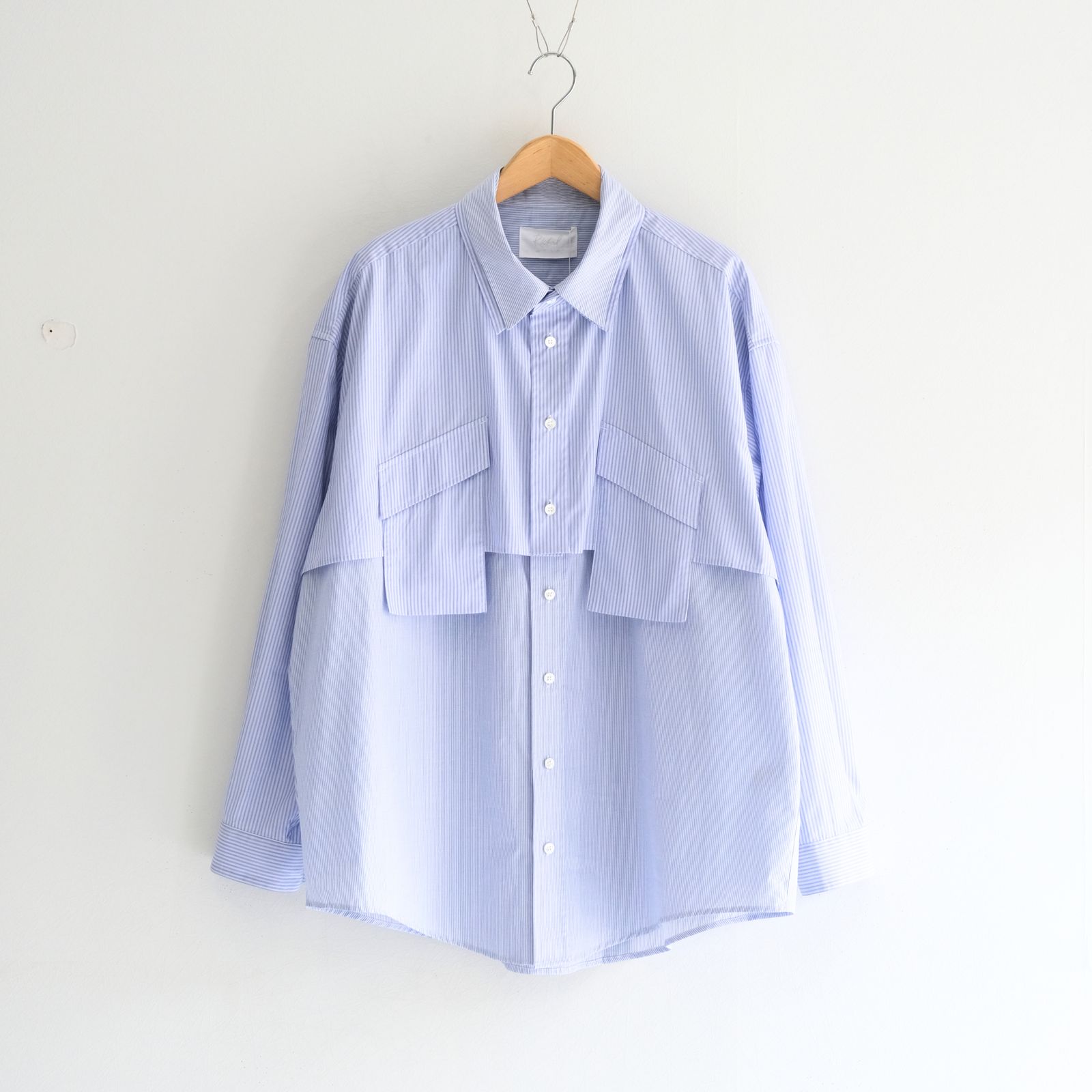 【残り1点】Layered Shirt / レイヤード シャツ（Sax Stripe）