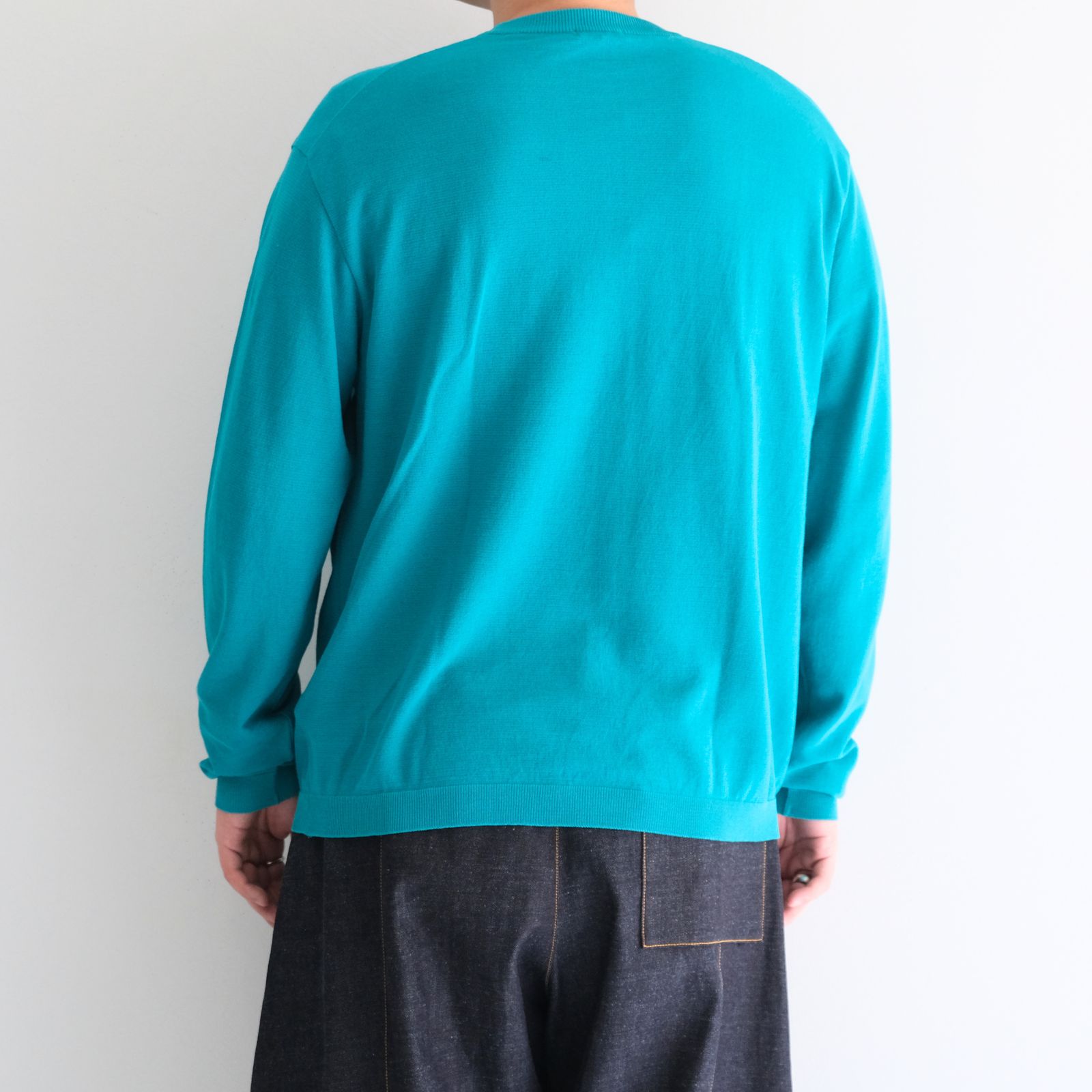 TWISTED COTTON KNIT PULLOVER / ツイストコットンニットプルオーバー（PEACOCK GREEN）