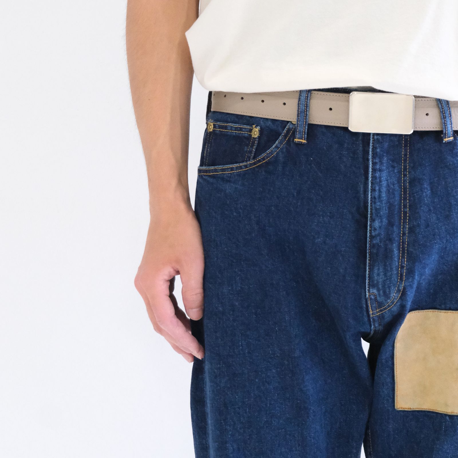 【残り1点】"JUDE II" LEATHER New Standard Straight by 12oz Denim（BLUE）