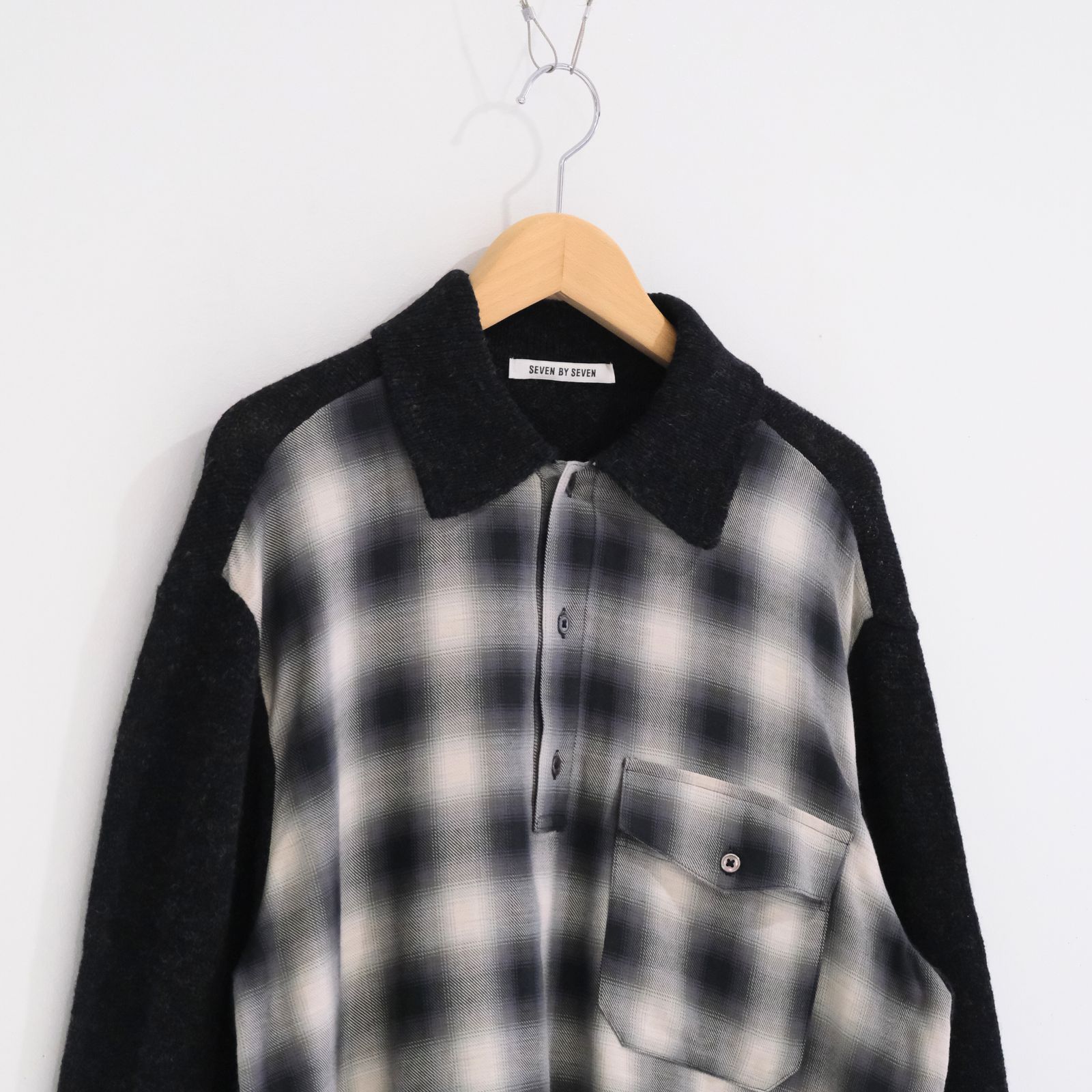 OMBRE CHECK PULLOVER KNIT SHIRTS ‐Cotton / Yak & Wool‐ / ニットシャツ / ニット / シャツ / プルオーバー /  オンブレチェック / Check