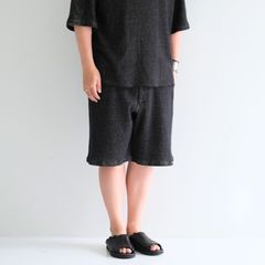 THERMAL SHORT PANTS - Mixed “UNSTAINED” yarn - / ショーツ / パンツ / BLACK