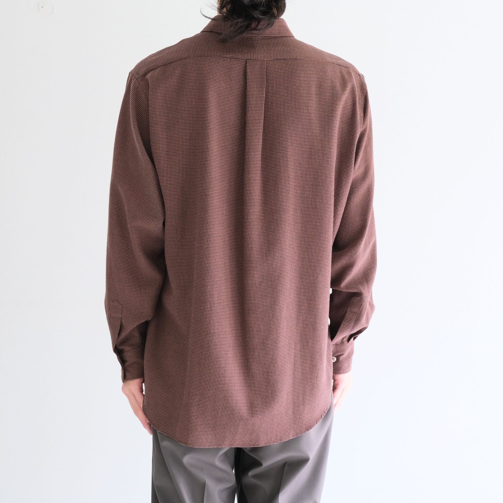 RAYON LINEN CHECK SHIRT / レーヨンリネンチェックシャツ（BROWN / BLACK）