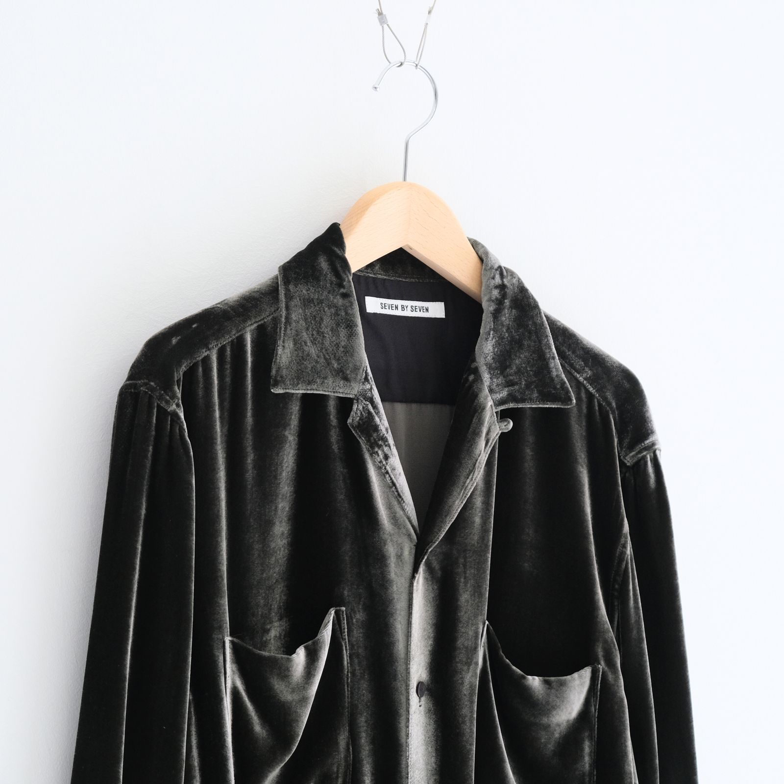 VELVET OPEN COLLAR SHIRTS ‐Silk Rayon‐ / シャツ / 開襟シャツ / シルク / レーヨン / ベルベット / Black