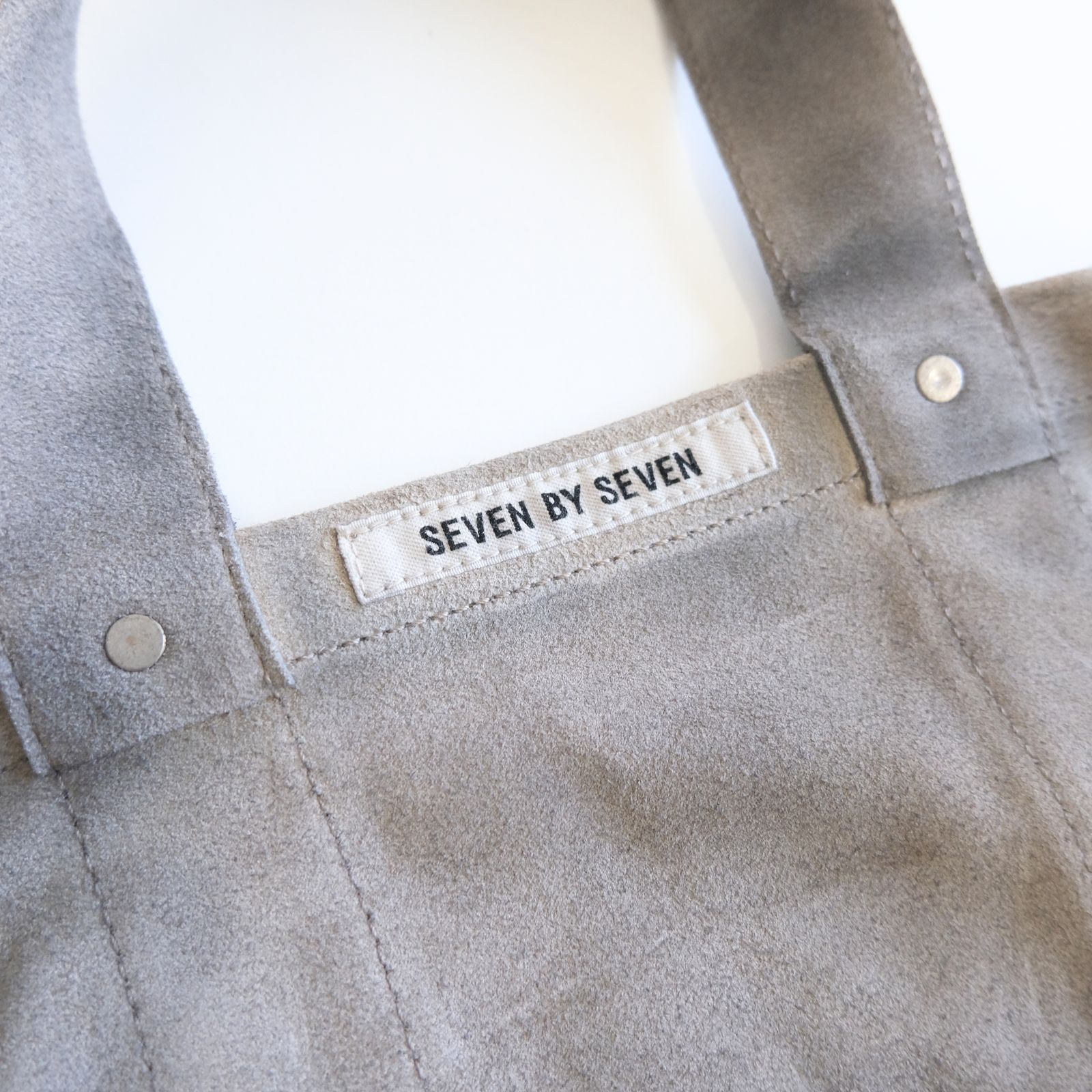 LEATHER TOTE BAG  - Cow split leather -（Gray）