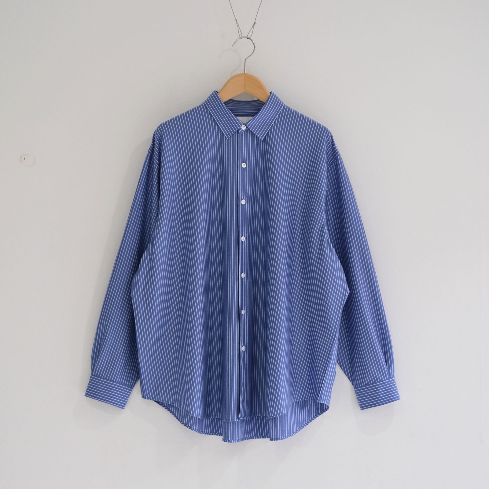 KANEMASA PHIL ストライプシャツ L KANEMASA PHIL.】46G ATOMOSPHERE STRIPE SHIRT - WHITE×NAVY