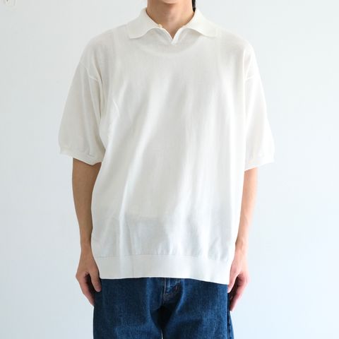 【残り1点】Knitted Polo Shirt /  ニット ポロ シャツ（WHITE）