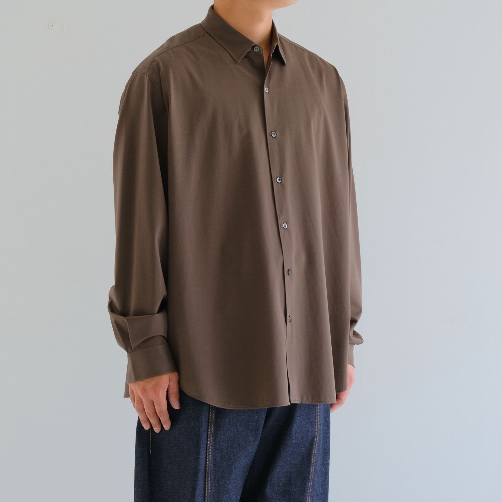 【+81】KANEMASA Phil 別注ストライプシャツ ブラウン KANEMASA PHIL.と+81の新作コラボレーション、限定アイテムを