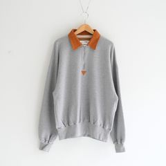 "BROTHERS" Leather × Original Supima Aging Cotton Sweat / ハーフジップ / スウェット / レザー / M.GRAY