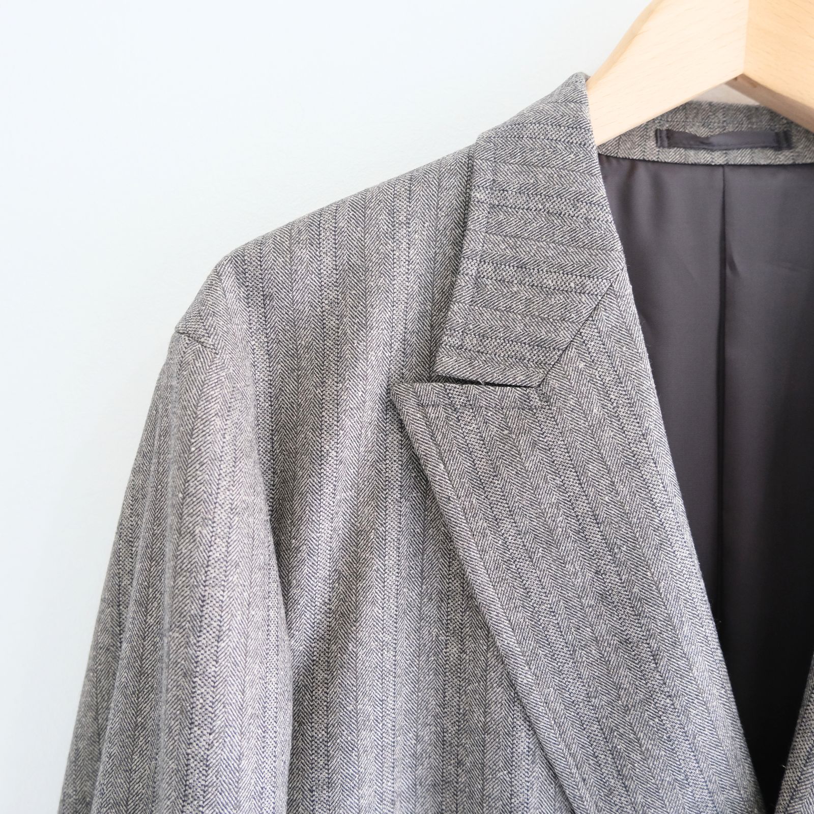 【残り1点】W/S HERRINGBONE STRIPE DB JKT（TAUPE GREY）