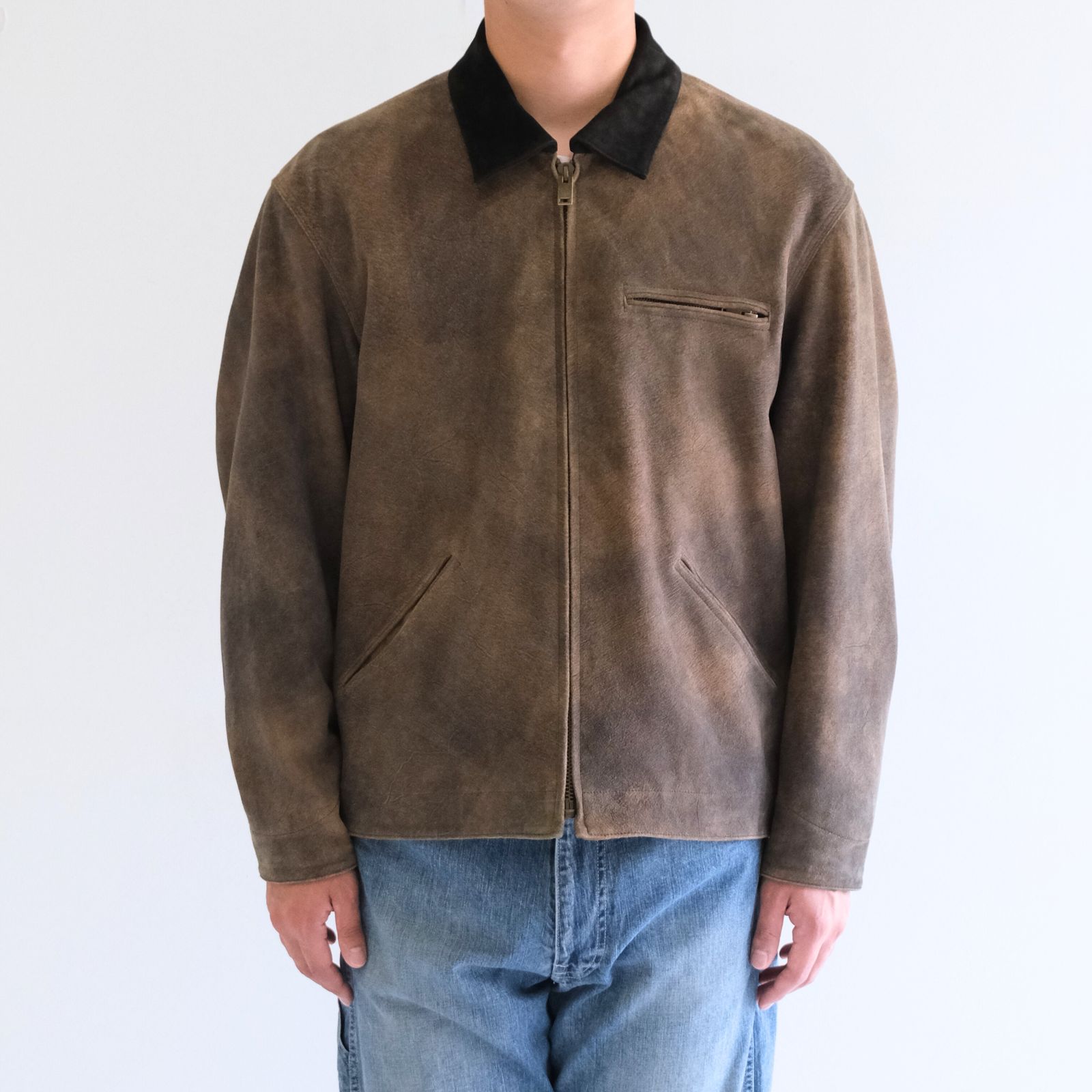 LEATHER DETROITJACKET ‐Goat suede Antique finish‐ / レザージャケット / ゴートレザー / アンティーク加工 / Beige