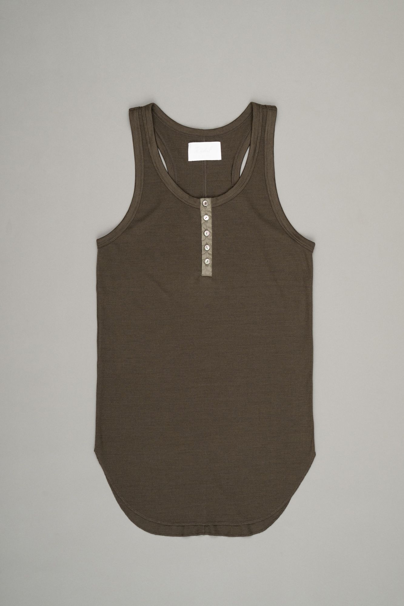 Henley Neck Tank Top（Khaki）