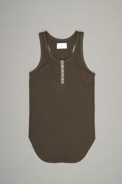 Henley Neck Tank Top（Khaki）