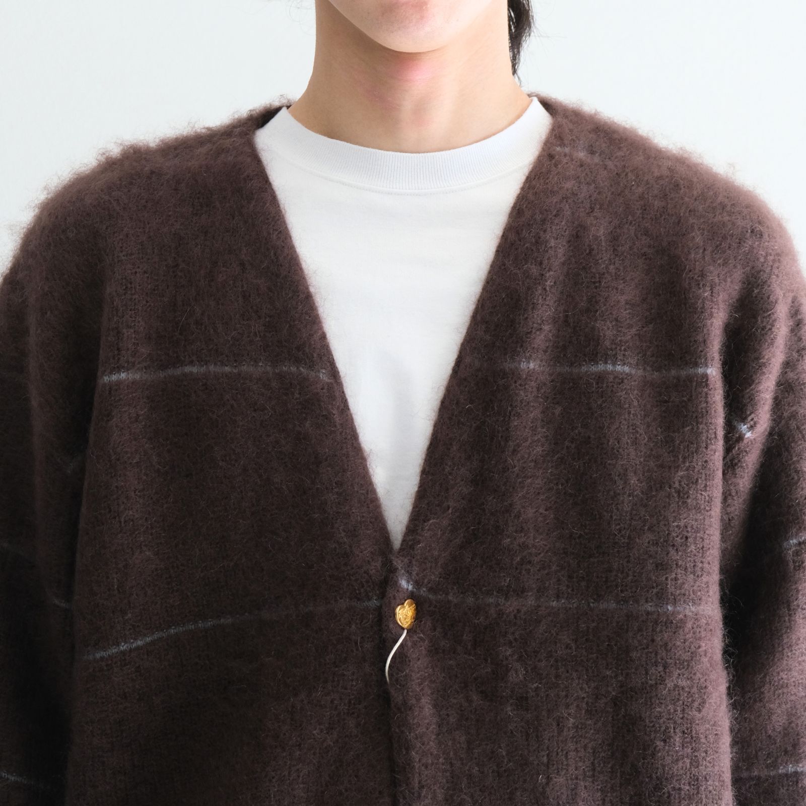 【残り1点】MOHAIR BOARDER CARDIGAN（BROWN）