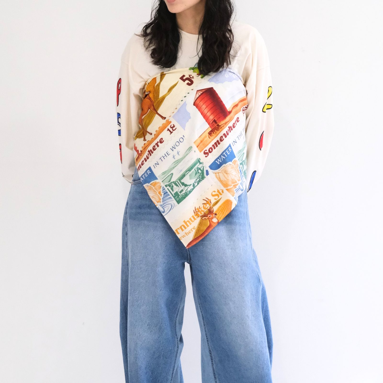 "ESSENTIAL".03 Graphic Printed Scarf（COYOTE）