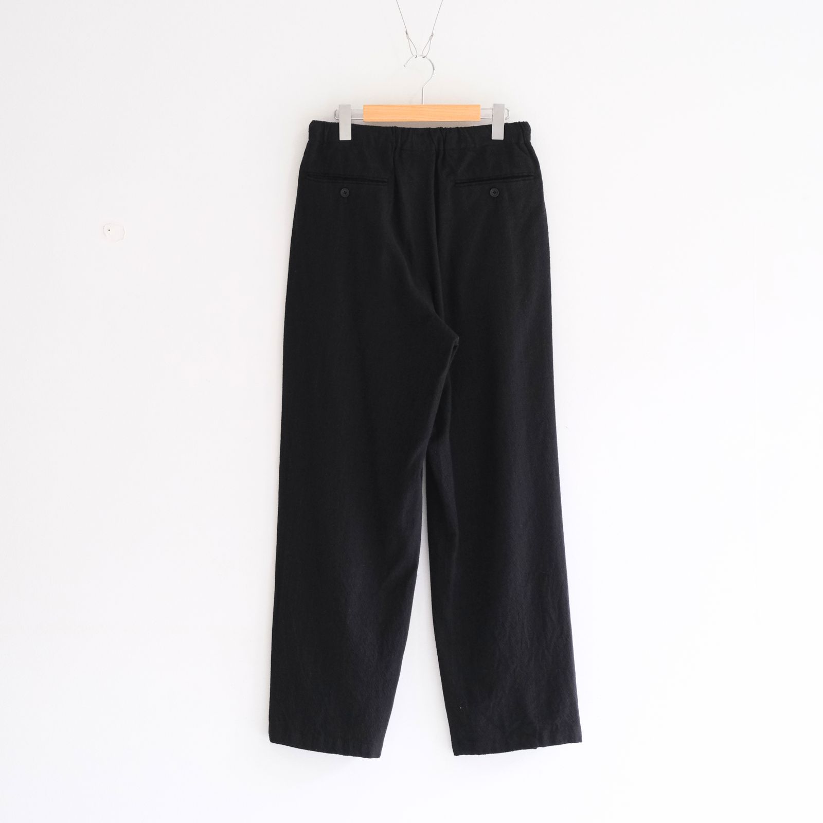【残り1点】WASHED W/S STRIPE DRAWSTRING WIDE PANTS（BLACK）